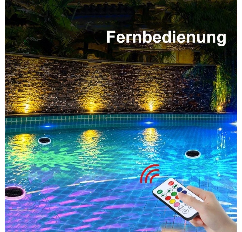 Thumbnail - QUBEBU Pool-Lampe Schwimmende Poolbeleuchtung Solar, 2er Set, IP67 Wasserdichtes, RGB, LED fest integriert, Unterwasser ...