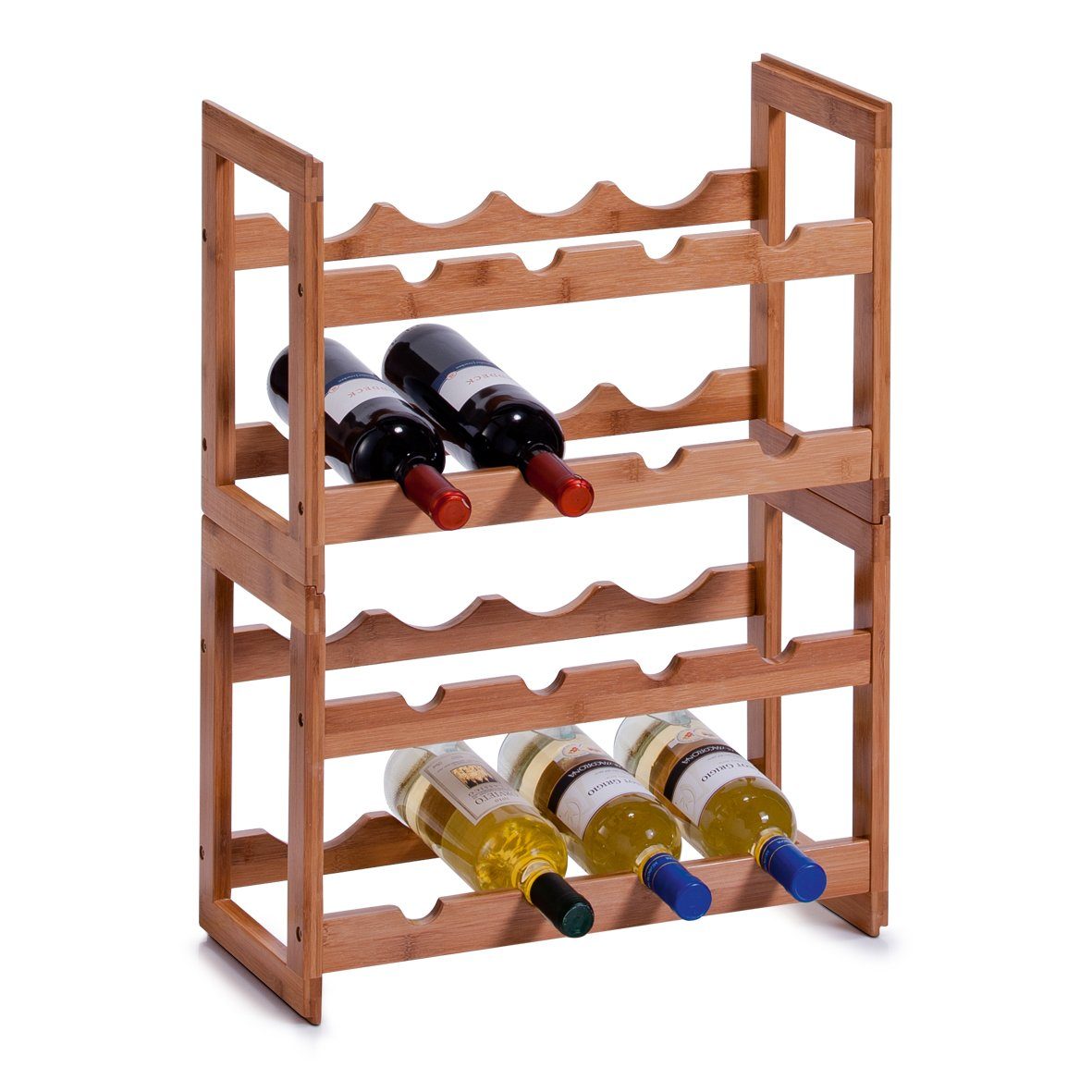 Zeller Present Regal Weinregal für 8 Flaschen, stapelbar, Bambus, 47 x 22 x 32 cm