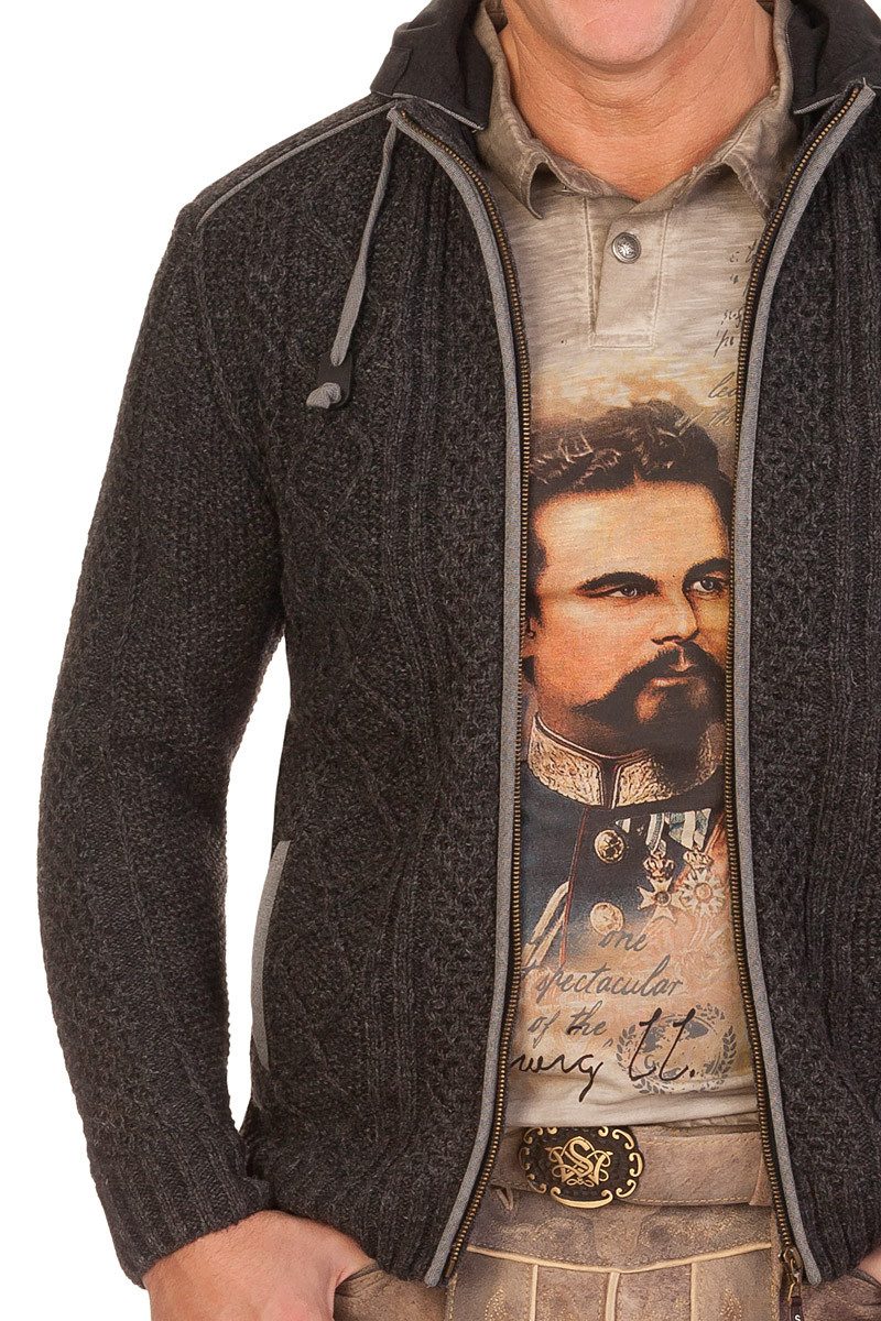 Spieth & Wensky Trachtenstrickjacke Strickjacke Herren - KARLMÜNZ - dunkelgrau