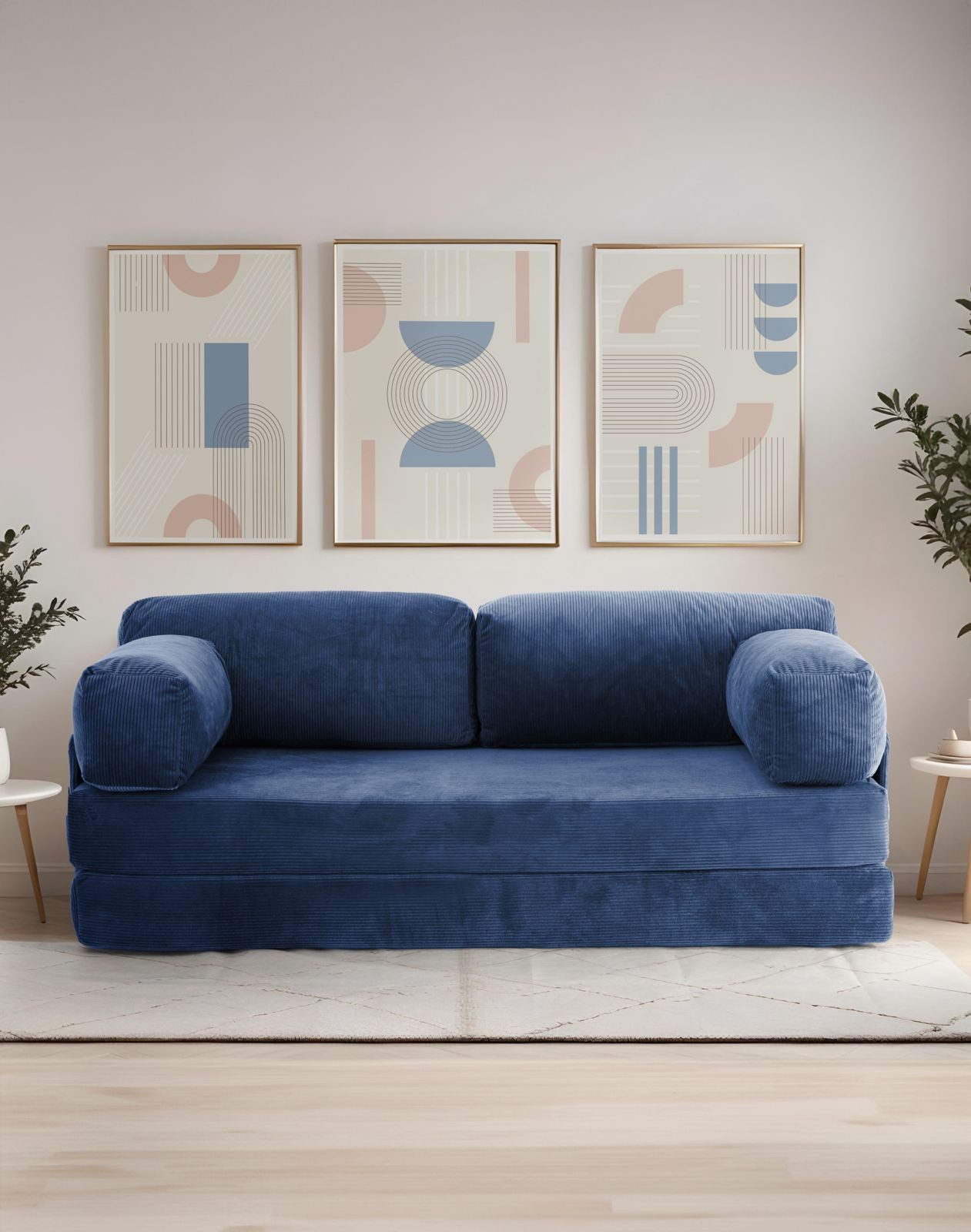 Wuuh Schlafsofa Teddy Sofa, Modulares Schlafsofa, Samt und Cord Teddy Sofa, 3-in-1 Design Samtstoff ergonomisch platzsparend