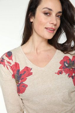 Cassis T-Shirt Mit Großen Blumen Bedrucktes T-Shirt (1-tlg)