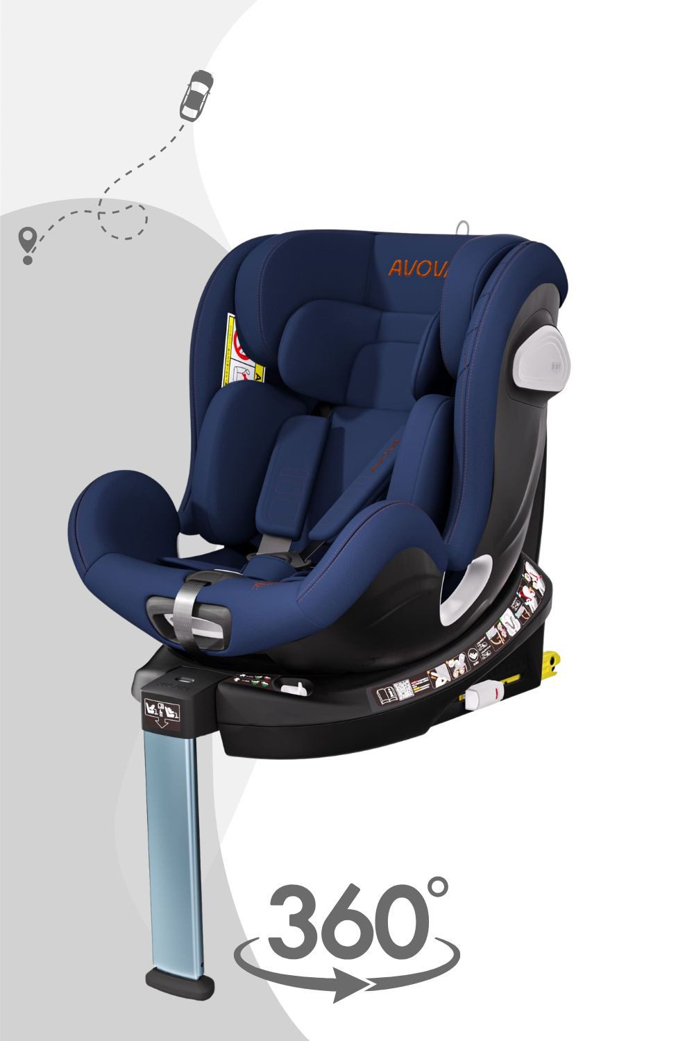 Avova Autokindersitz Swan-Fix I-Size Reboard Kindersitz, ab Geburt bis ca. 7 Jahre / 0 - 25 kg / 40-125 cm