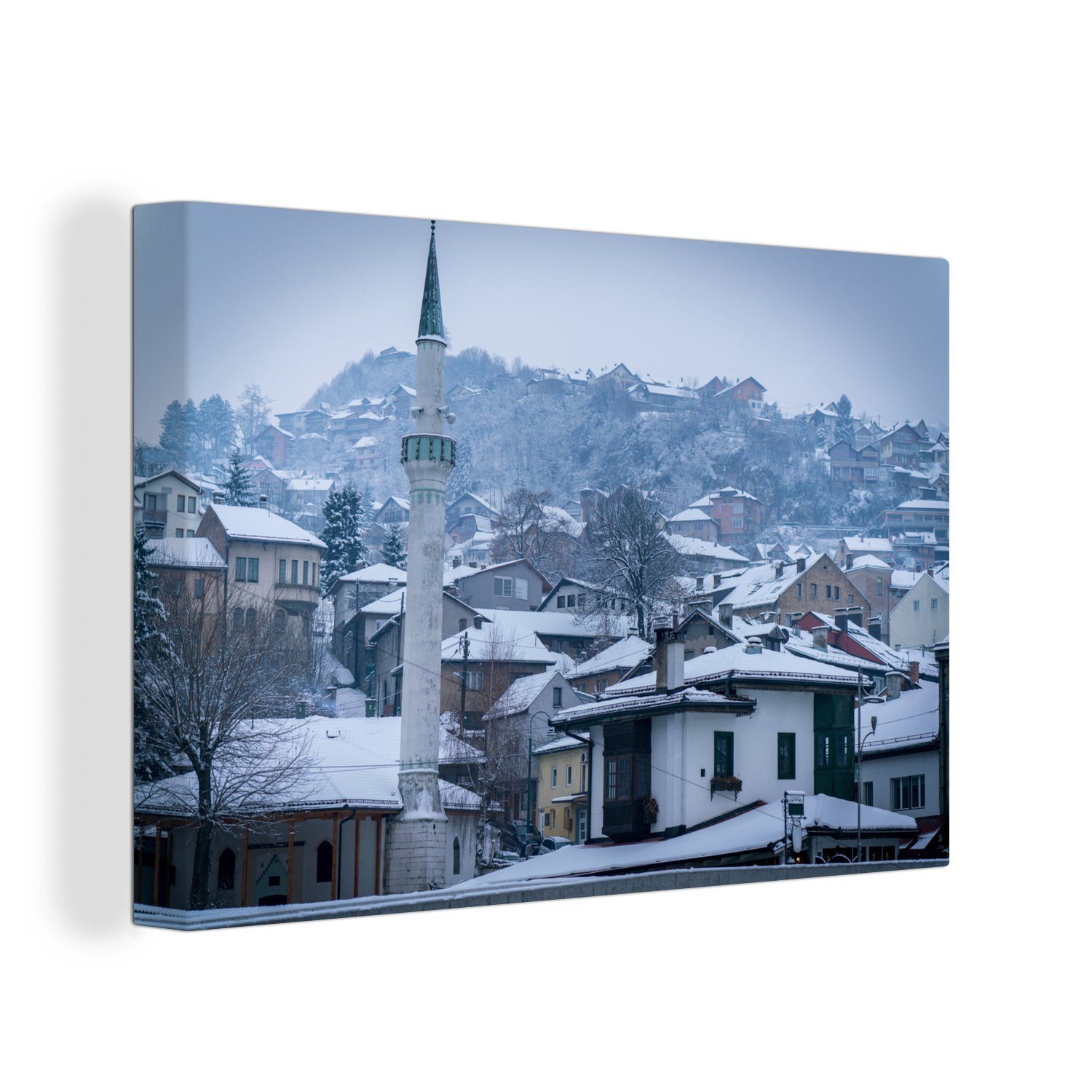 von Sarajevo Bosnien in cm und (1 Winterliche Herzegowina, 30x20 Leinwandbilder, Skyline Leinwandbild Wanddeko, Wandbild St), Aufhängefertig, OneMillionCanvasses®