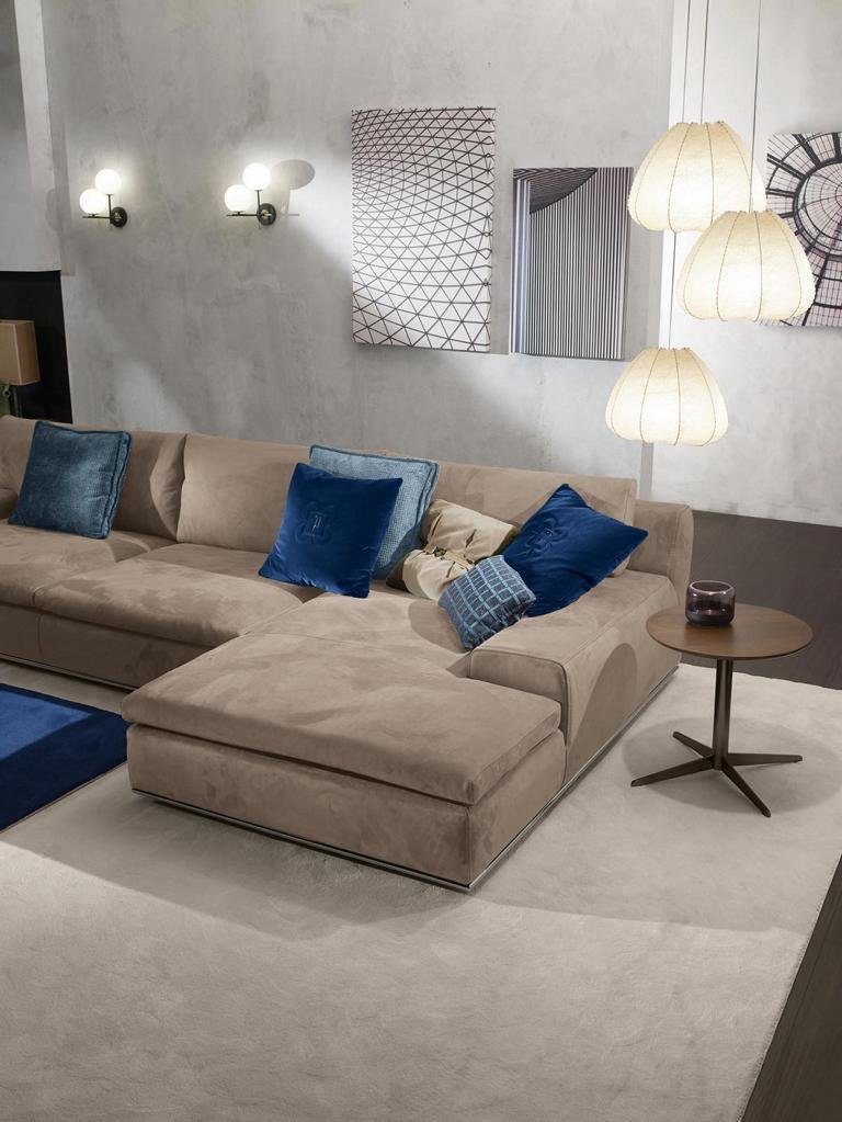 JVmoebel Ecksofa Ecksofa Grau PRIANERA Form Italienische L Sofa Möbel Luxus Couch