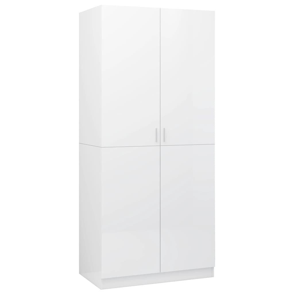 Kleiderschrank 80x52x180 furnicato cm Holzwerkstoff Hochglanz-Weiß