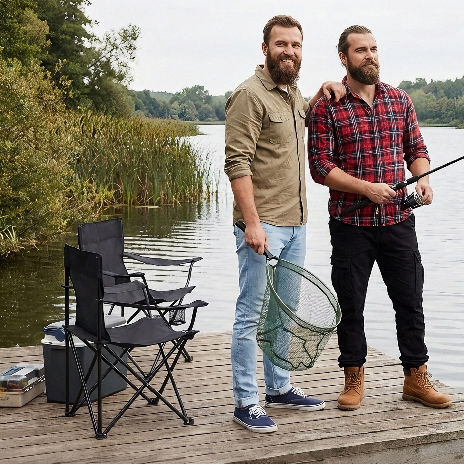 SUNULA Campingstuhl Faltbar Anglerstuhl Ultraleicht Faltstuhl Camping Klappstuhl (2 St), mit Getränkehalter, mit Tragetasche, bis max. 100 kg – Bild 4 von 5