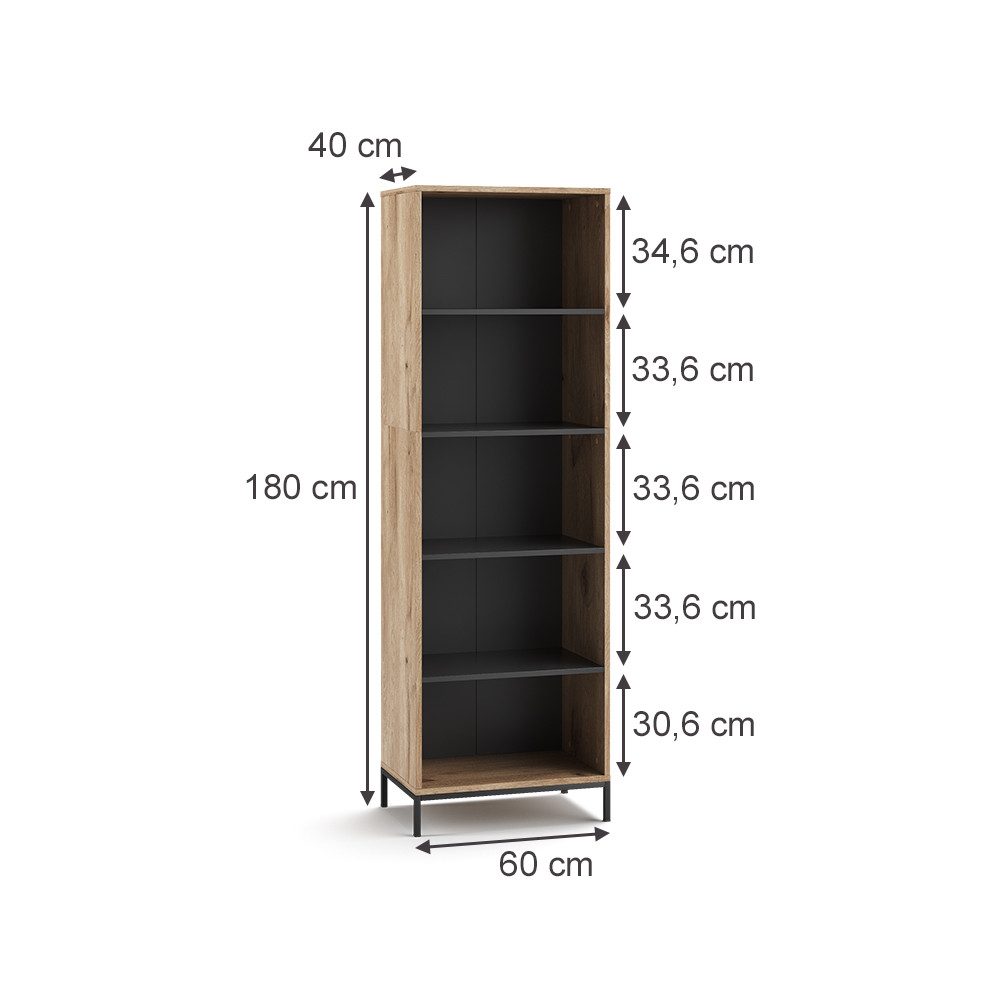 Vicco Bücherregal Eliza, Viking Oak, 60 günstig online kaufen
