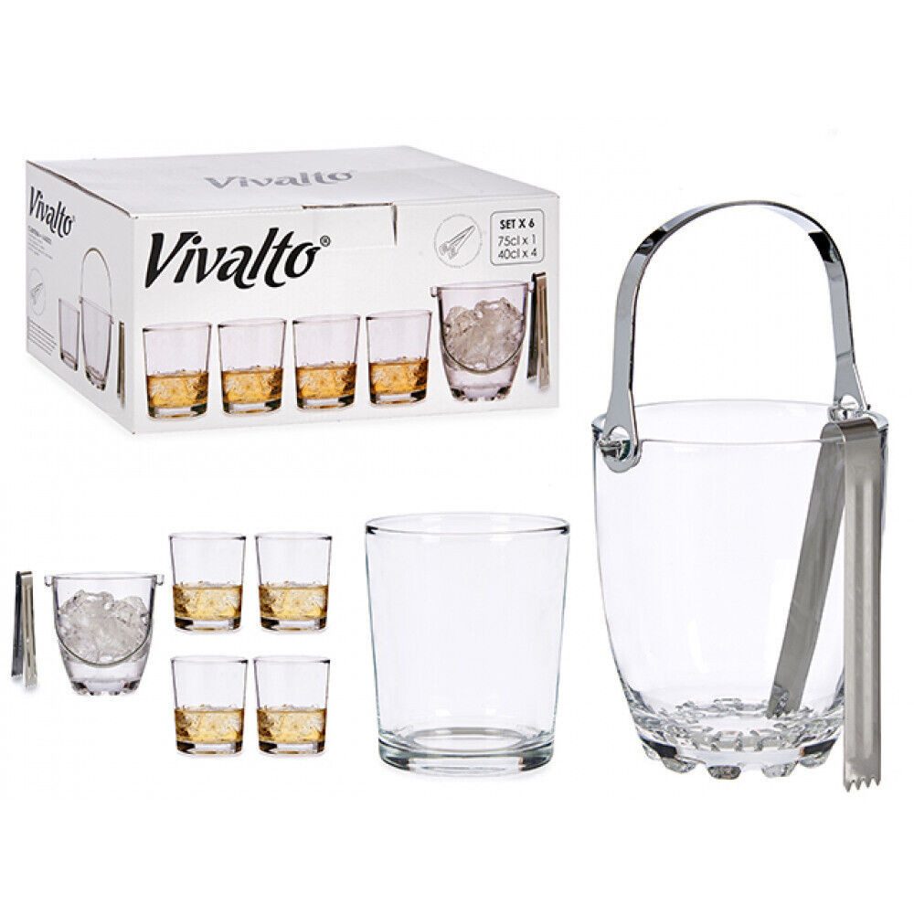 Vivalto Стекло-Set 4 x Стекло Set Trinkkglas Стаканы для воды Trinkgläser + Eiskübel Eiswürfe, Glas