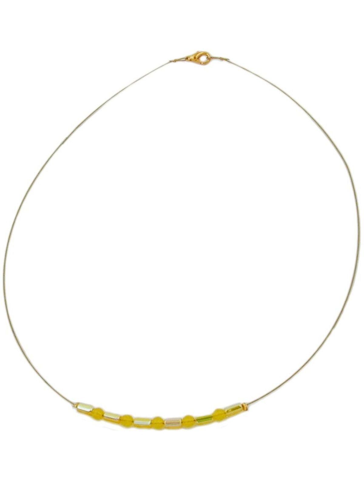 gelb-gelb 40cm in (1-tlg) mit Gallay und Perlenkette Drahtkette Perle Glasperlenröhrchen AB