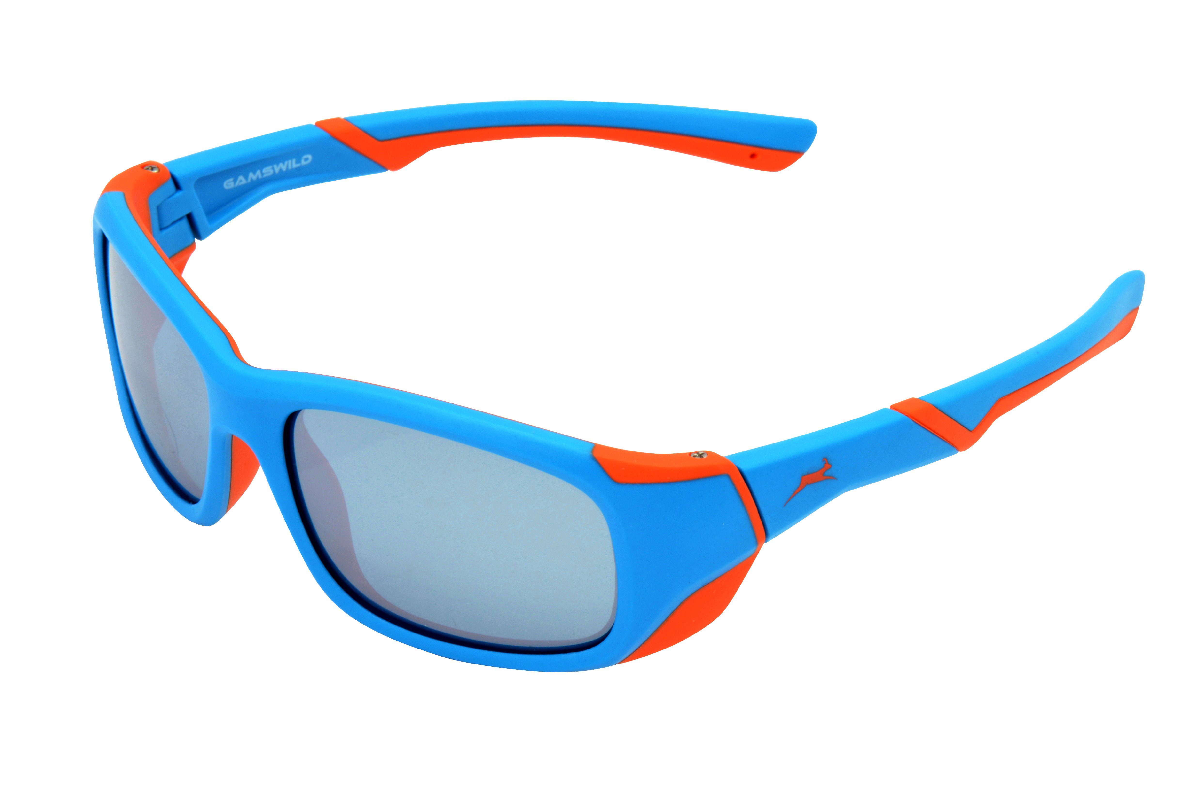 Gamswild Sonnenbrille WJ5119 GAMSKIDS Kinderbrille 6-12 Jahre Jugendbrille Mädchen Jungen Unisex, blau - orange, grün - grau, dunkelrot -orange super flexible Bügel