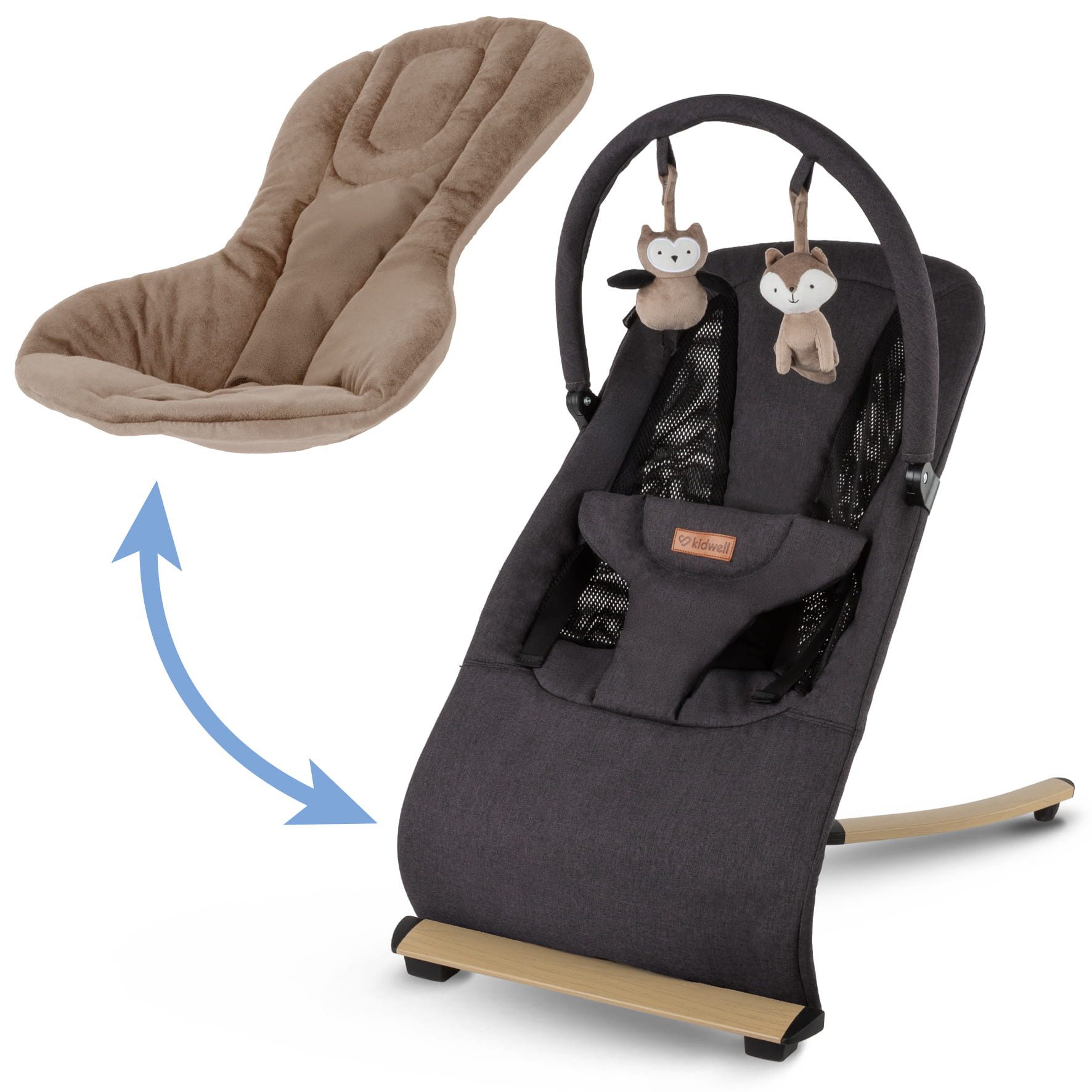COIL Babywippe Baby Bouncer, Babyschaukel, Schaukelstuhl, 4-Stufen-Verstellung, Anti-Rutsch-Elemente, ergonomische Polsterung
