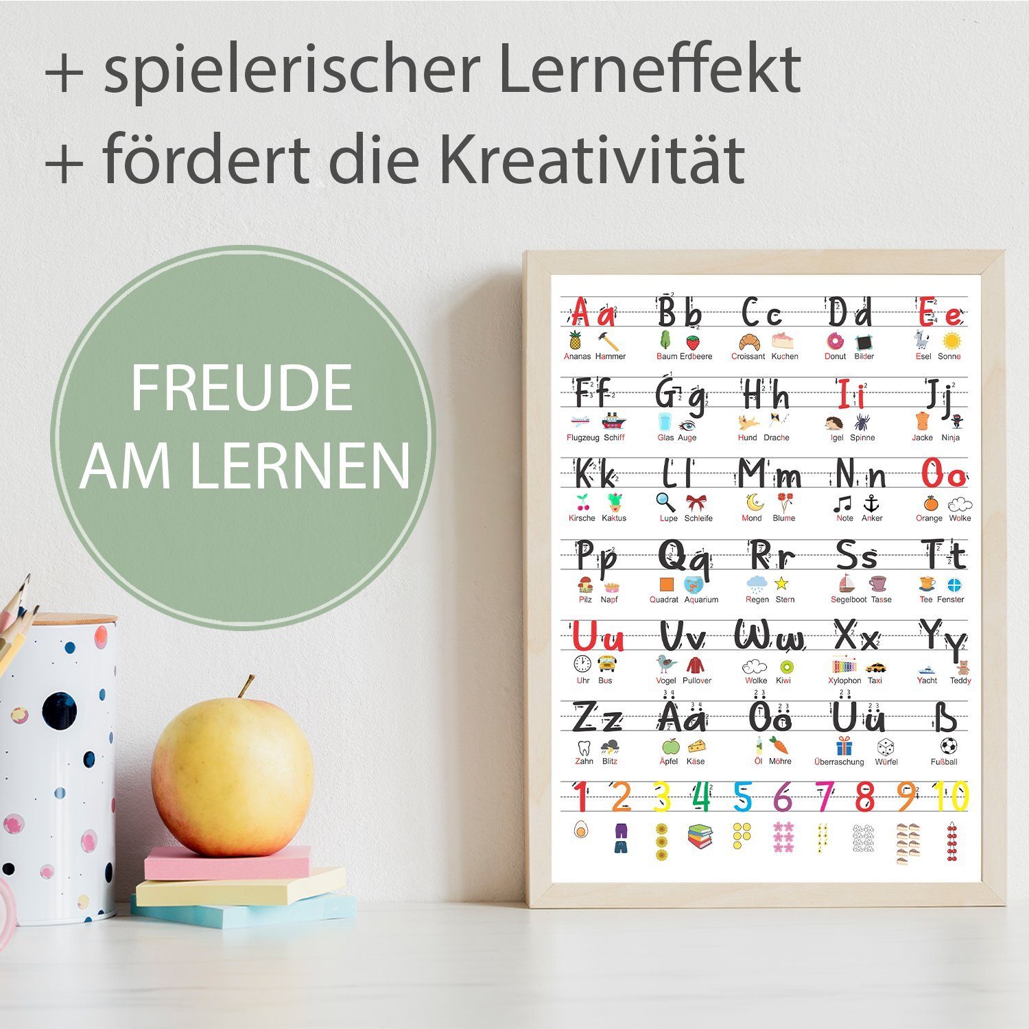 Tigerlino Poster Grundschrift Lernhilfe Übungsblätter Alphabet Zahlen Kinderposter