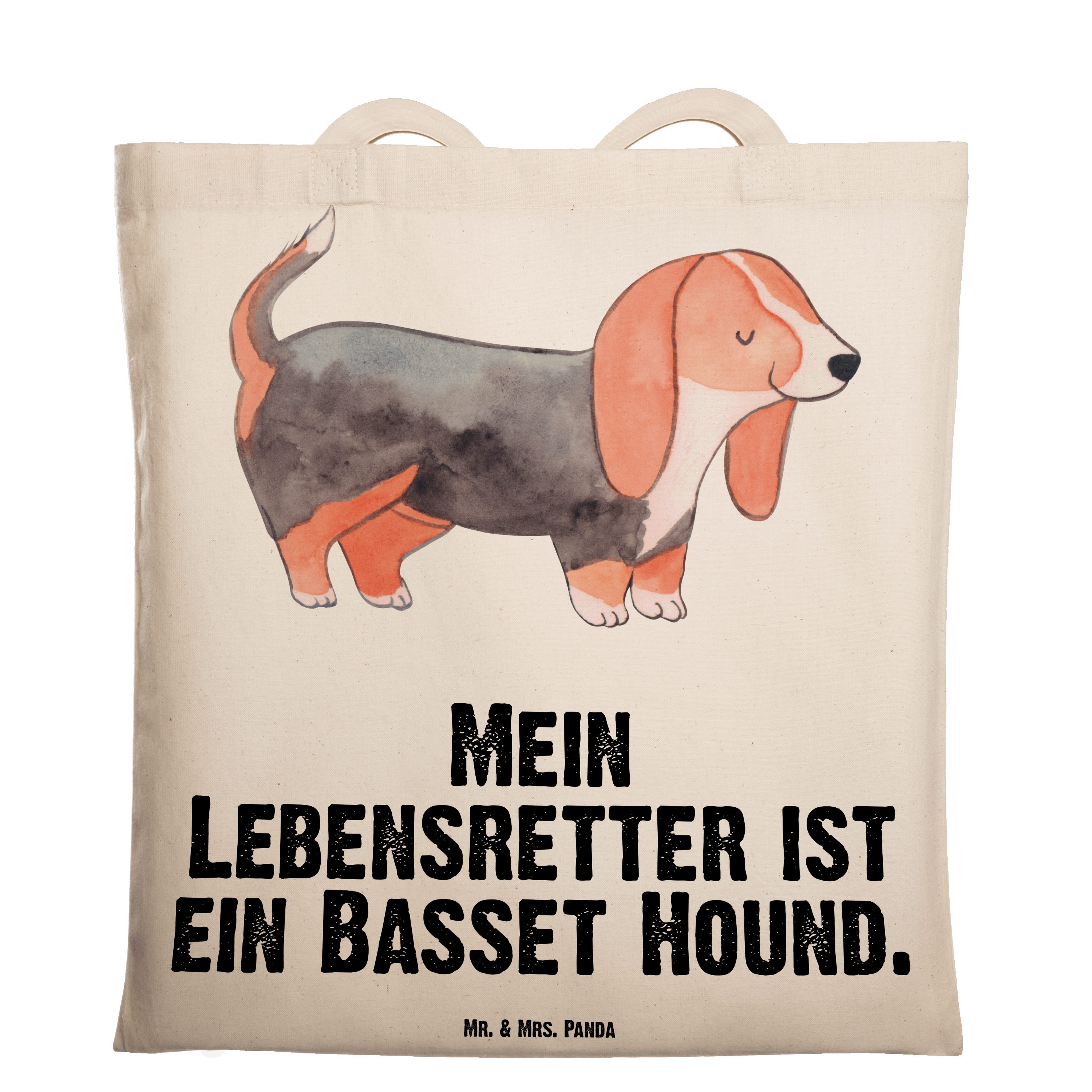 Mr. & Mrs. Basset Geschenk, Lebensretter Transparent - Tragetasche Hundebesi Beutel, (1-tlg) Hound Panda 