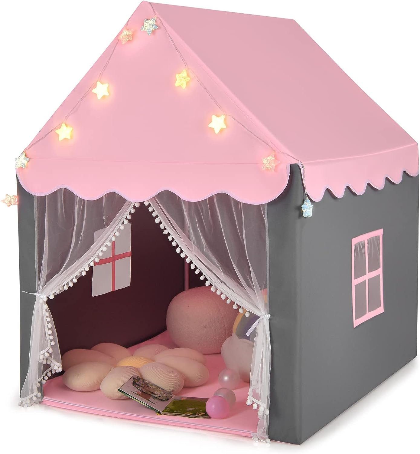 KOMFOTTEU Spielzelt Kinderhauszelt mit Netzfenster, für Kinder ab 3 Jahren günstig online kaufen