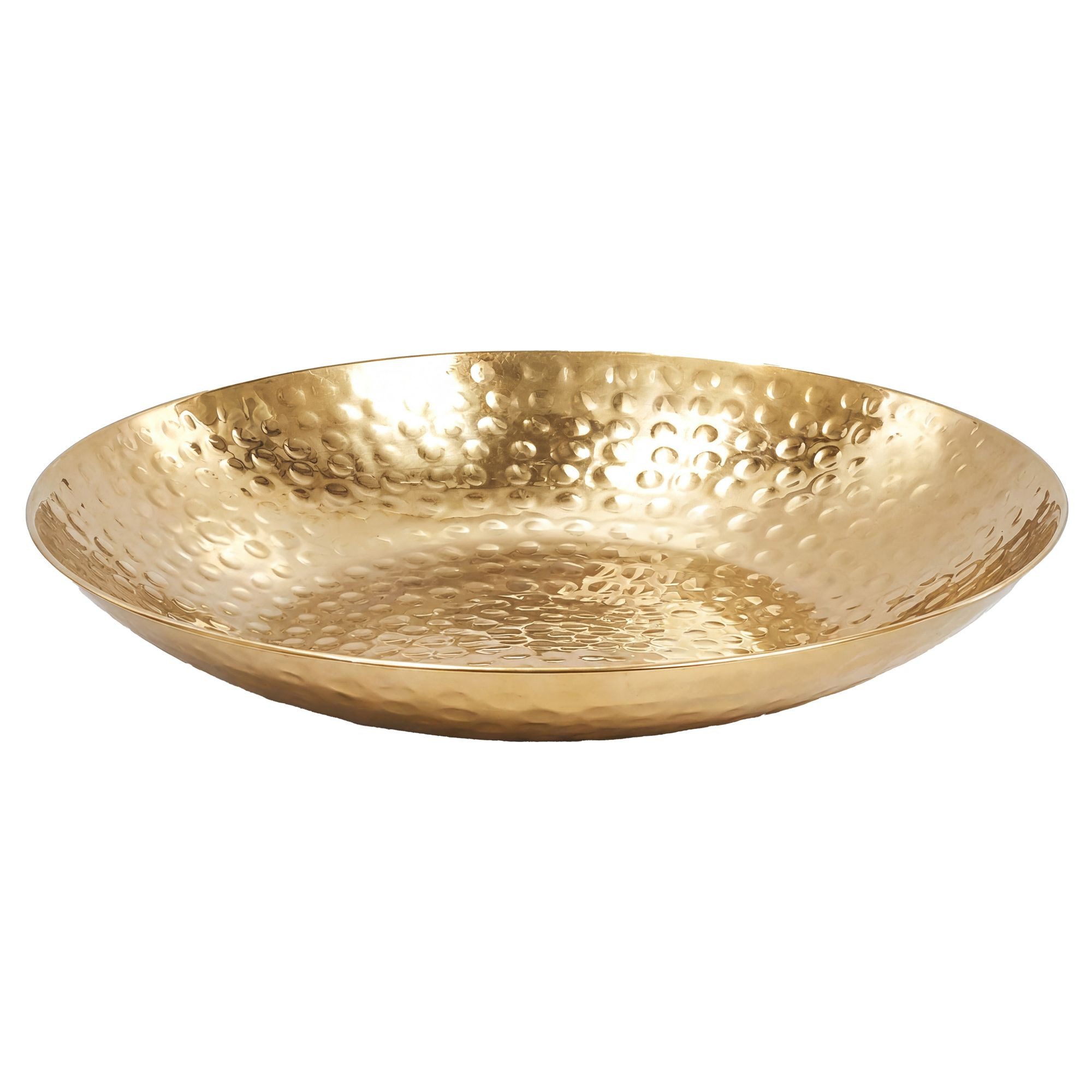 Wohnling Obstschale WL7.563 Früchteschale Aluminium Gold 50cm Hammerschlag Obstkorb Alu, Aluminium, (Stabiler Servierteller mit Hammerschlag Struktur), Breite Schale für deine frischen Früchte