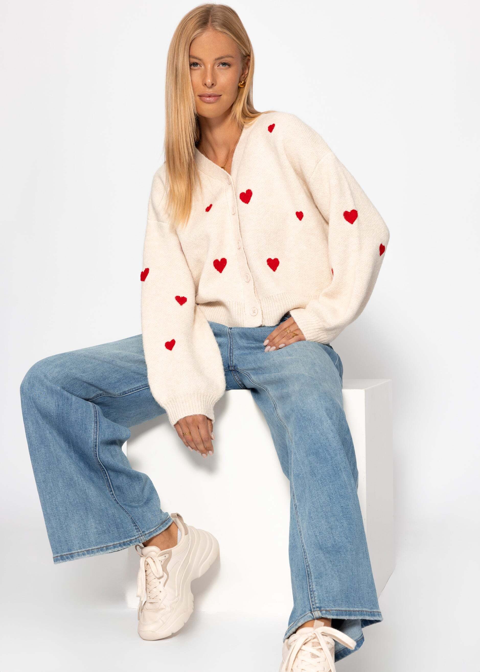 SASSYCLASSY Cardigan Weicher Strickcardigan mit Zierknöpfen für Damen Flauschige Strickjacke mit Rundhalsuasschnitt Flieder Grau Violett