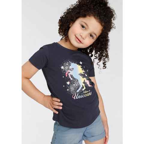 KIDSWORLD T-Shirt believe in Unicorns mit Glitzerdruck