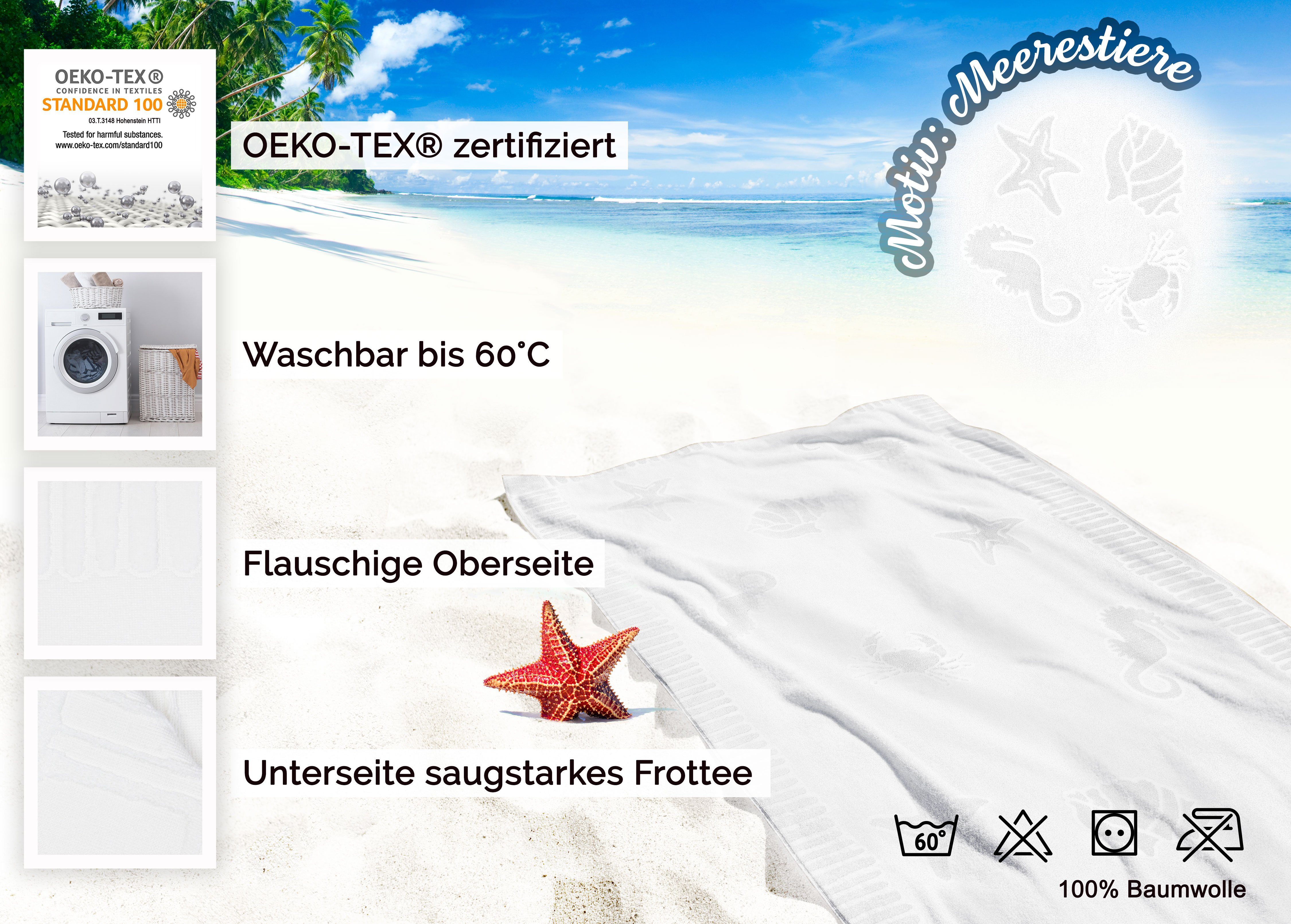 Frottier weiß Baumwolle, x 100 Hotelwäschespezialisten Strandtuch, vom (1-St), ZOLLNER cm, 100% 200