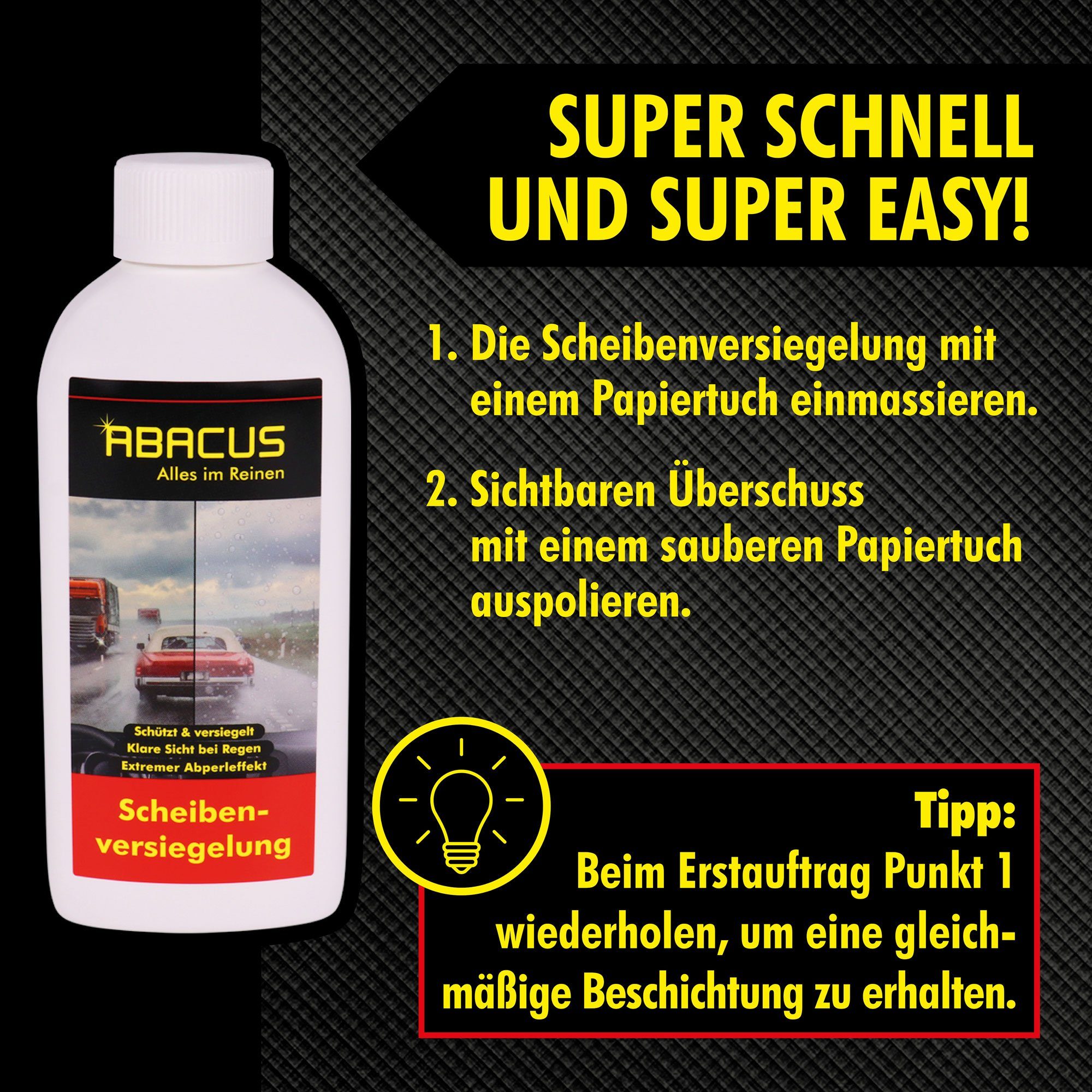 ABACUS Fleet Magic Nanoversiegelung, Glasversiegelung, Lotusversiegelung, Scheibenversiegelung (Regenabweiser mit Abperleffekt, 1 St., 1x250ml), Deutschlands bekannte Scheibenversiegelung mit Lotuseffekt