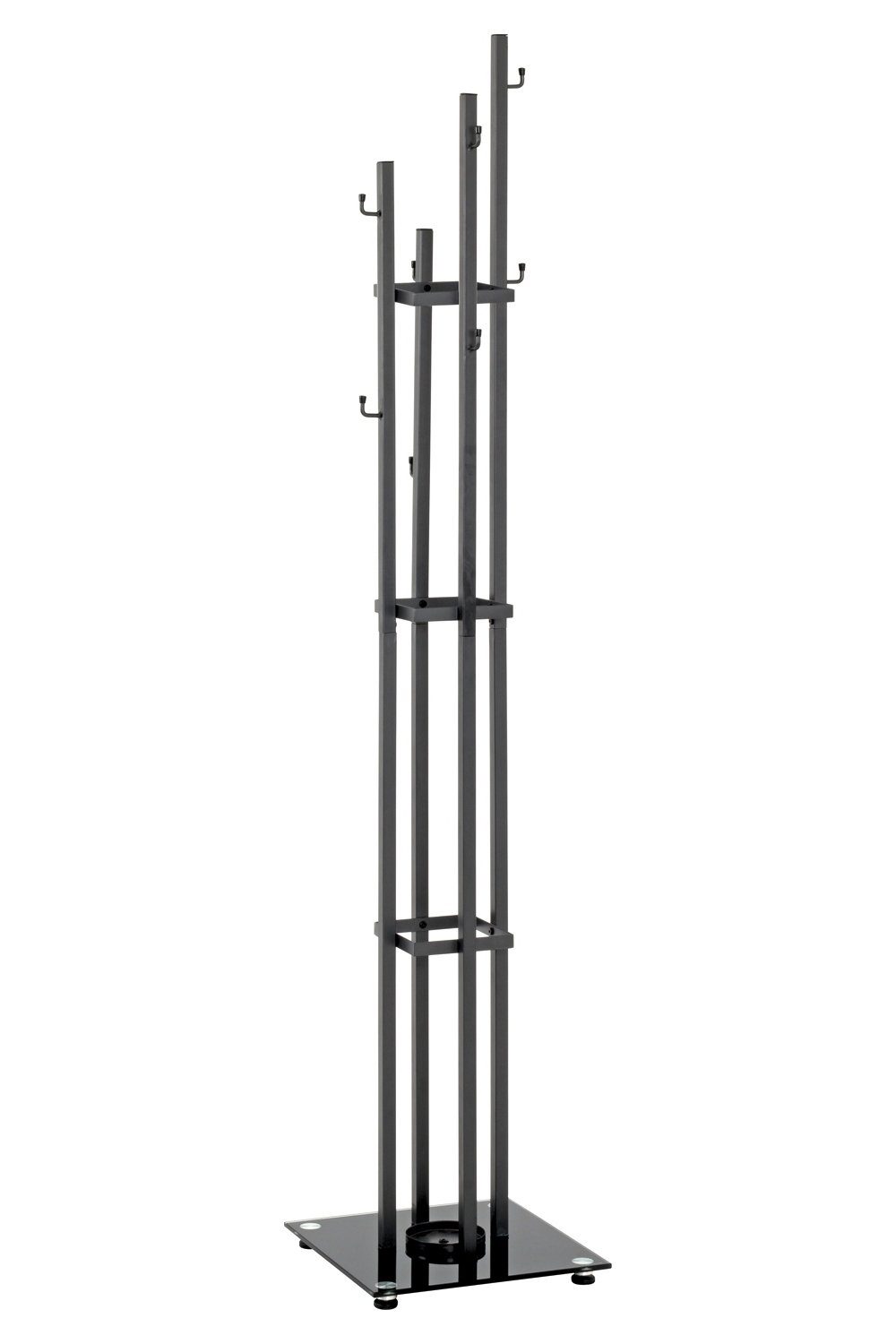 HAKU Garderobenständer LEANDER, B 35 x H 183 cm, Anthrazit, Schwarz, Glas, Stahl, mit Schirmhalter