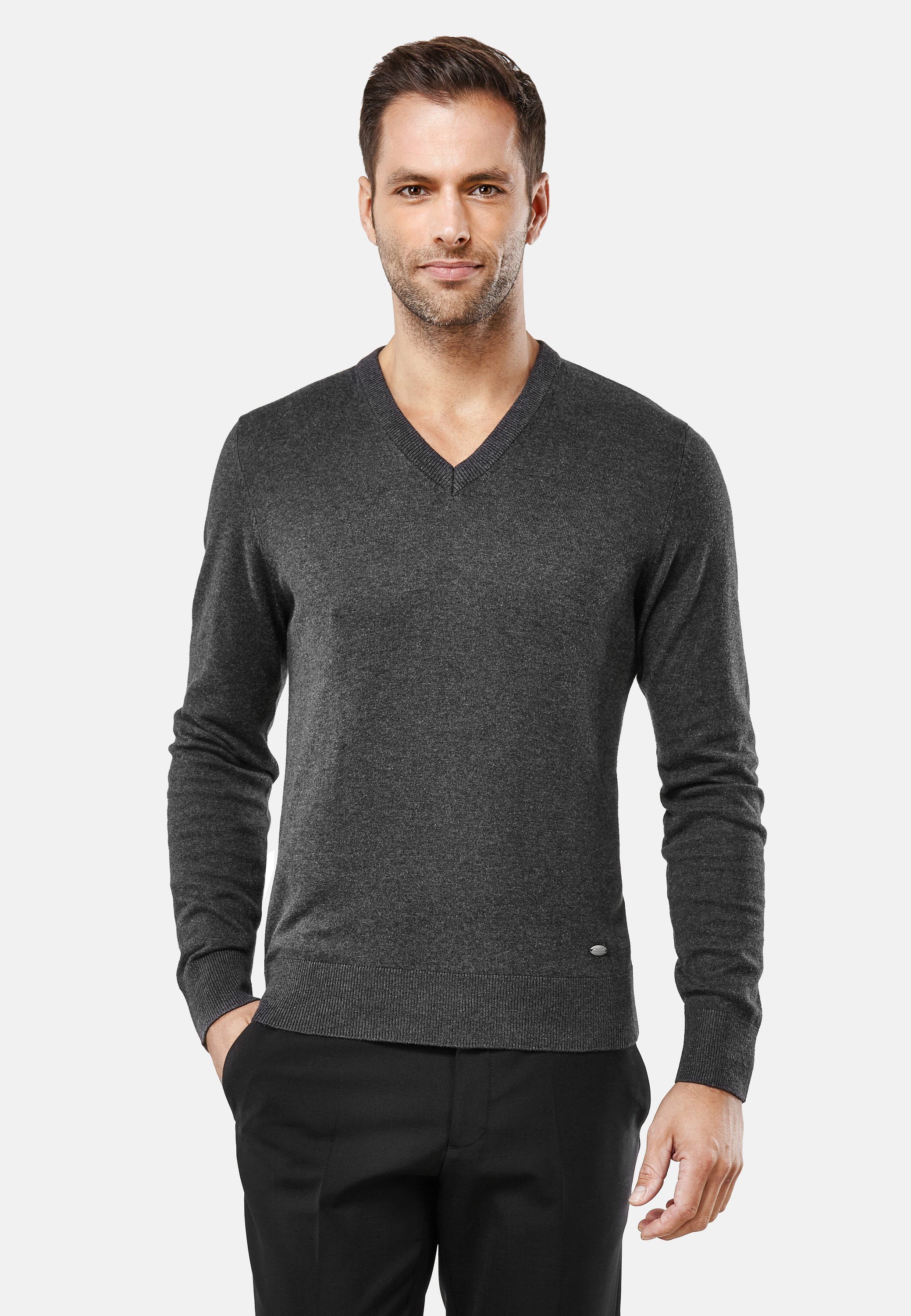 Vincenzo Boretti V-Ausschnitt-Pullover tailliert V Neck