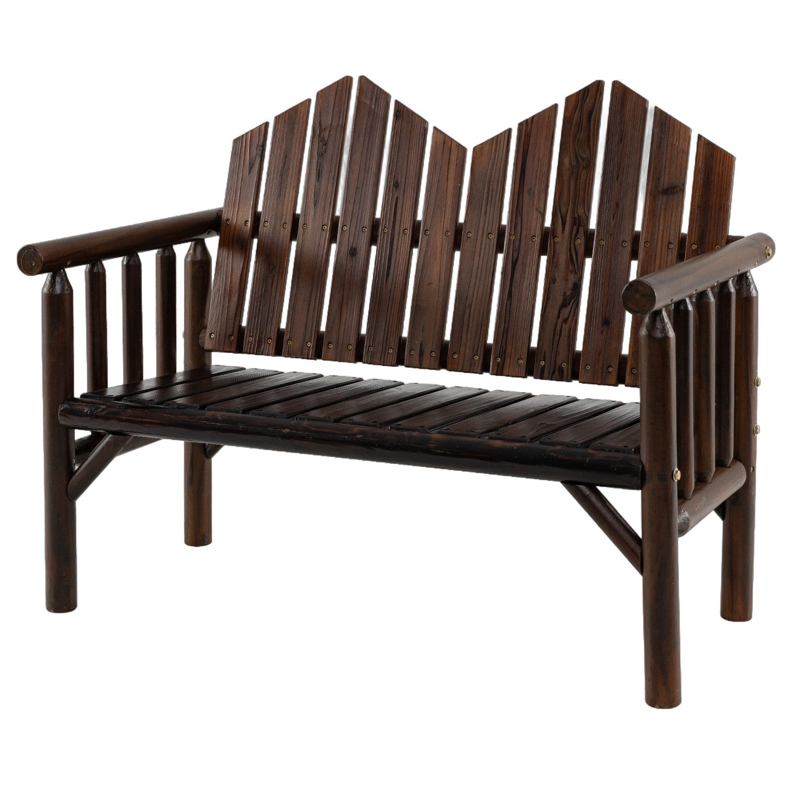 COSTWAY Gartenbank, 2-Sitzer Outdoor-Bank aus Massivholz, bis 300 kg