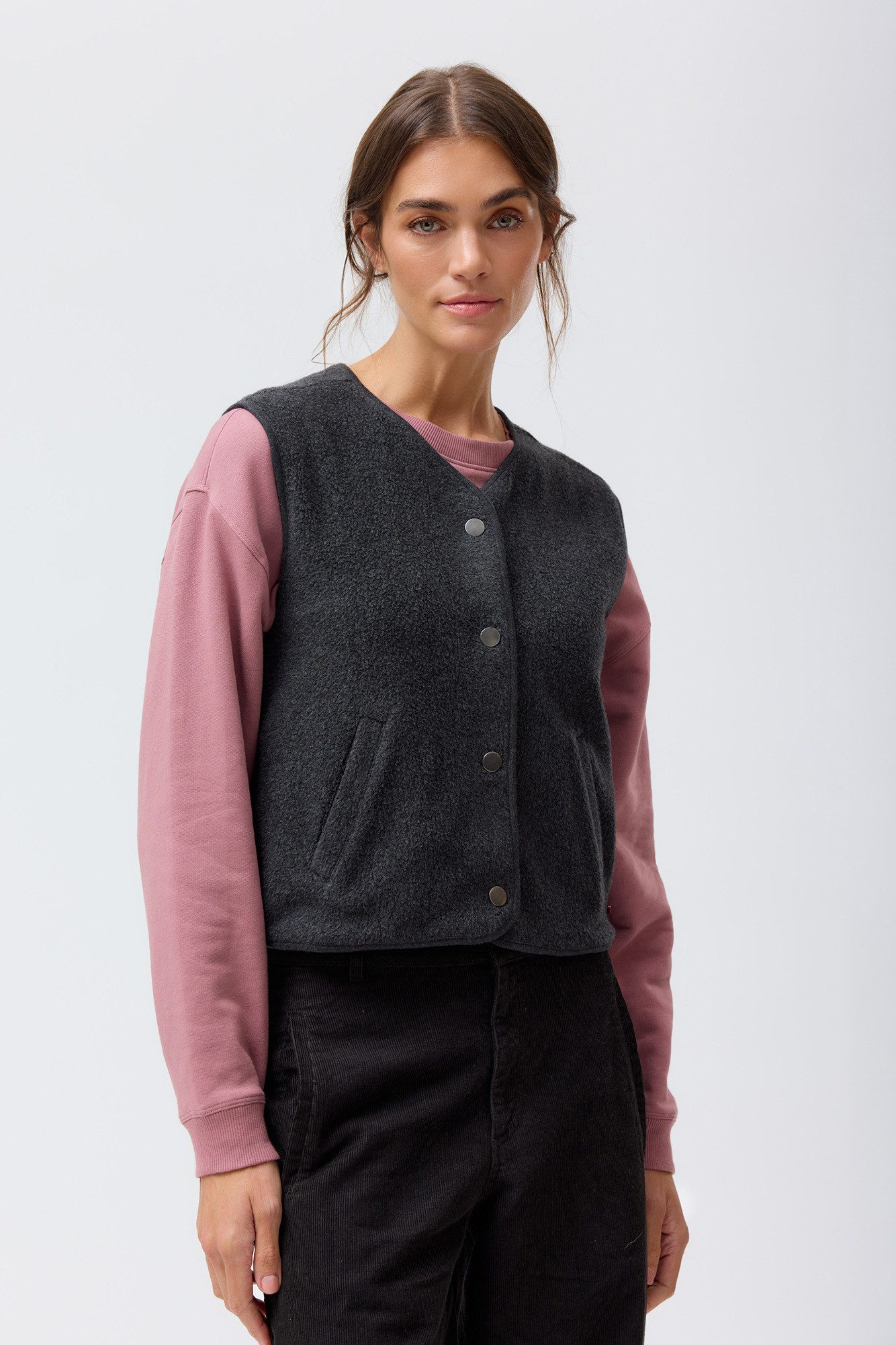 People Wear Organic Fleeceweste grau mélange GOTS zertifiziert