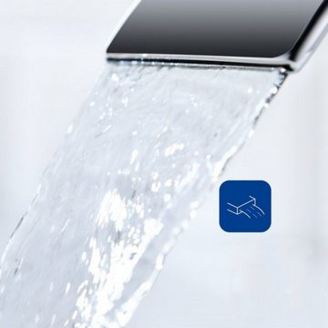 CECIPA Waschtischarmatur Einhebel-Badezimmerarmatur, Wasserfall-Wasserhahn für Badezimmer,Chrom