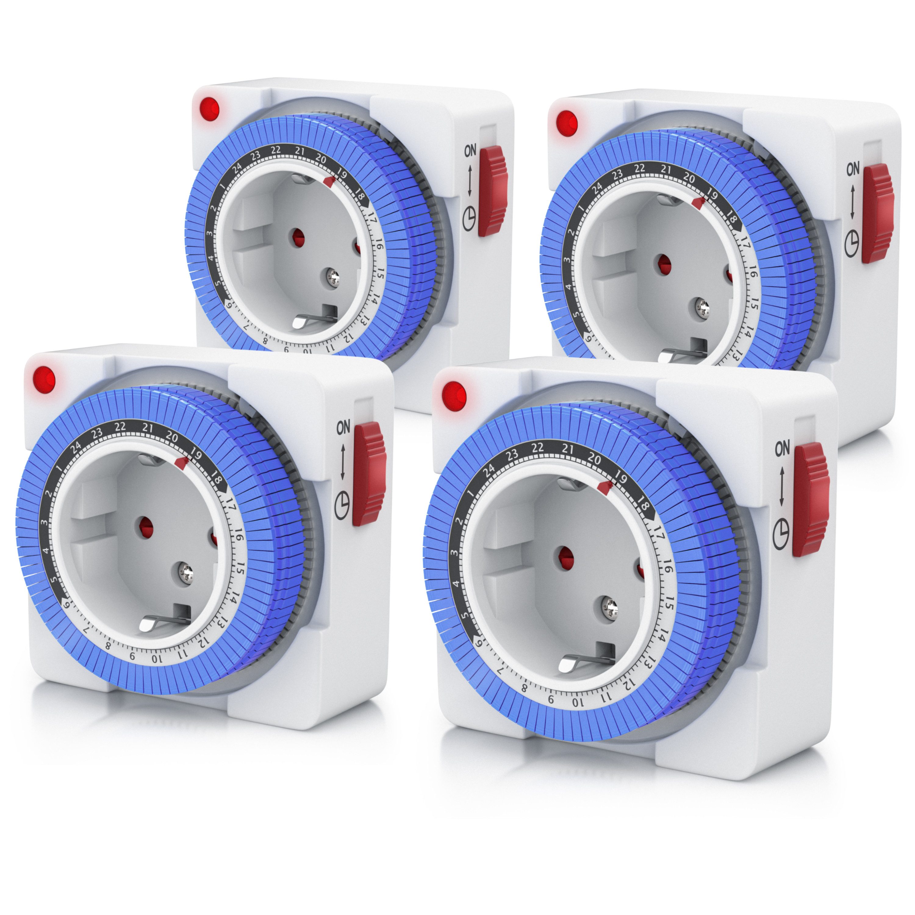 BEARWARE Zeitschaltuhr, mechanisch, 4-St., 24h, kompakt, 15 min. Zeitintervalle, Kinderschutzsicherung