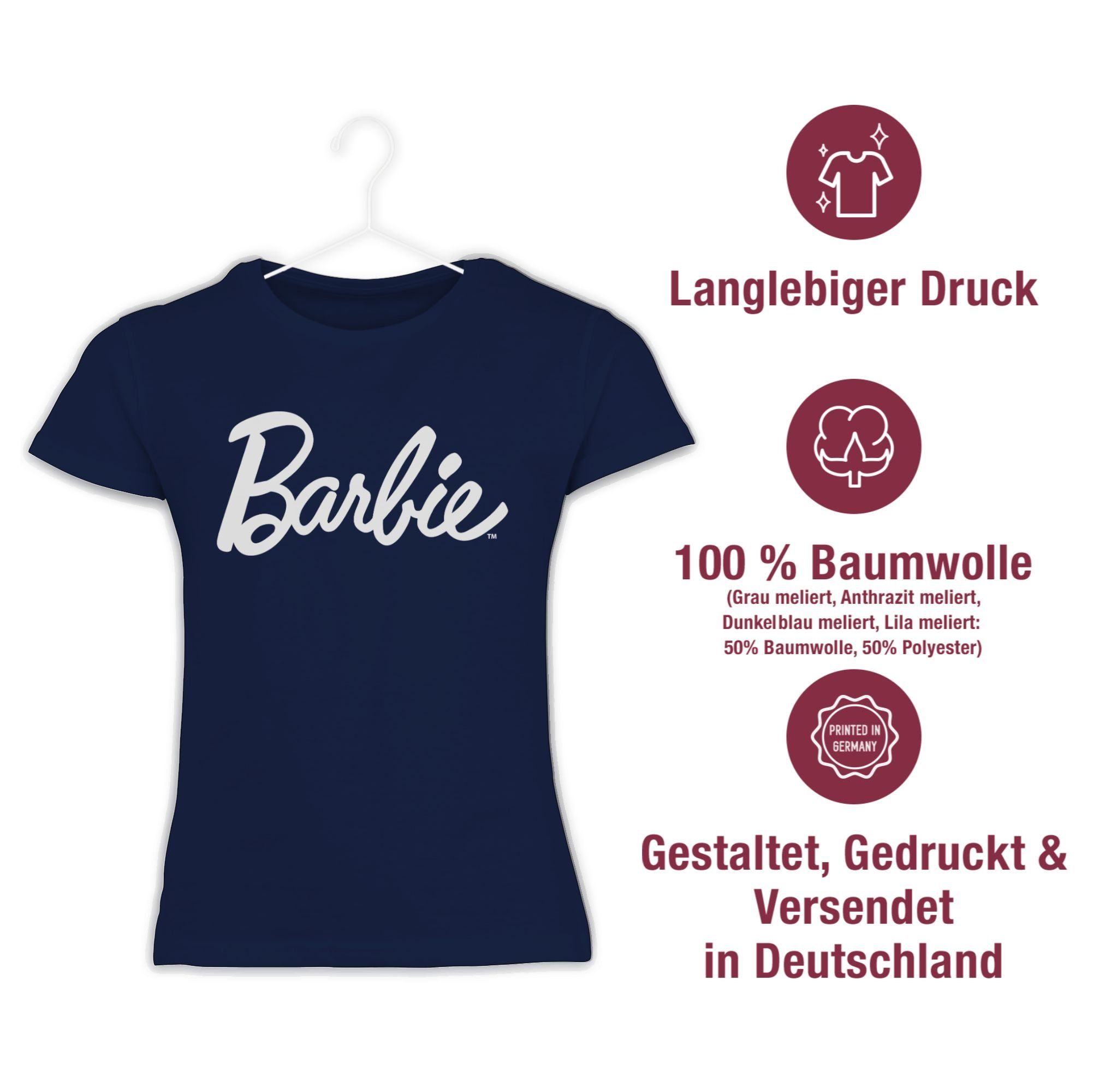 Mädchen Barbie Barbie Shirtracer weiß Dunkelblau Logo T-Shirt 2