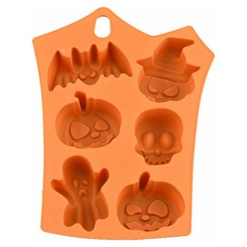 Metamorph Eiswürfelform Halloween Figuren Silikonform 6-fach, Mit der Kuchenform aus Silikon für sechs Halloween-Figuren gelingen d