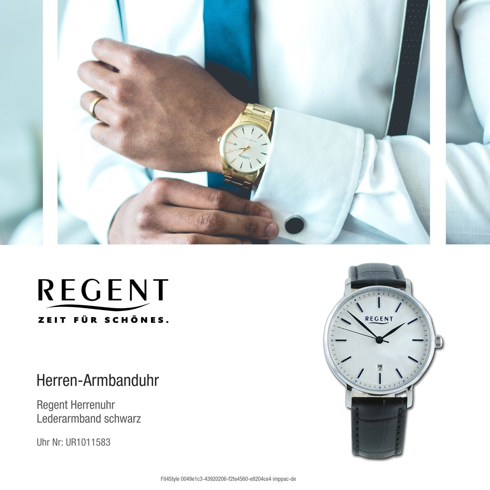 Herren Regent Regent Herren Armbanduhr Lederarmband groß 39mm), Analog, extra (ca. Armbanduhr Quarzuhr rund,