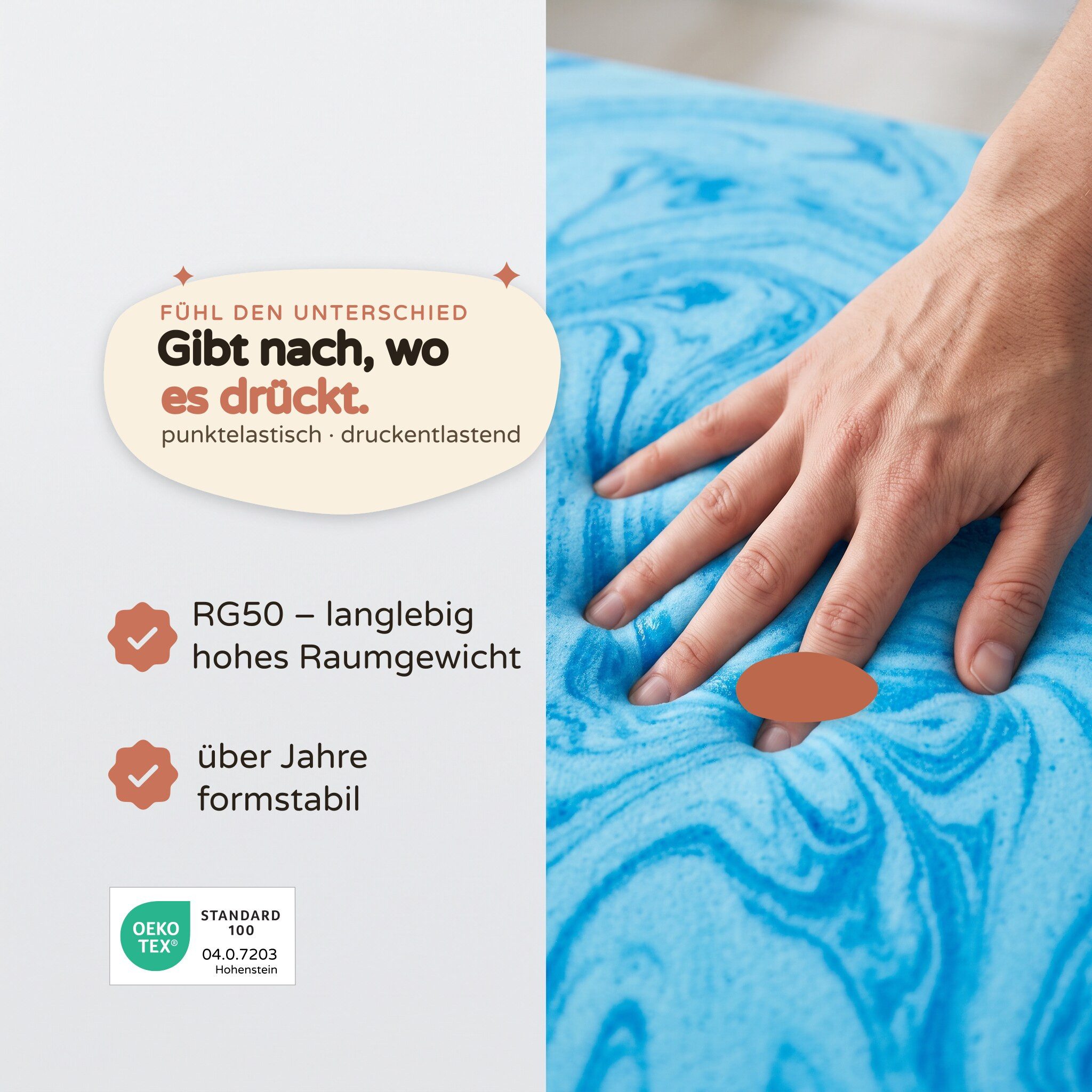 livana, Topper Gelschaum-Topper 200 cm – druckentlastend, punktelastisch, ohne Bezug, 4 cm hoch, Gelschaum