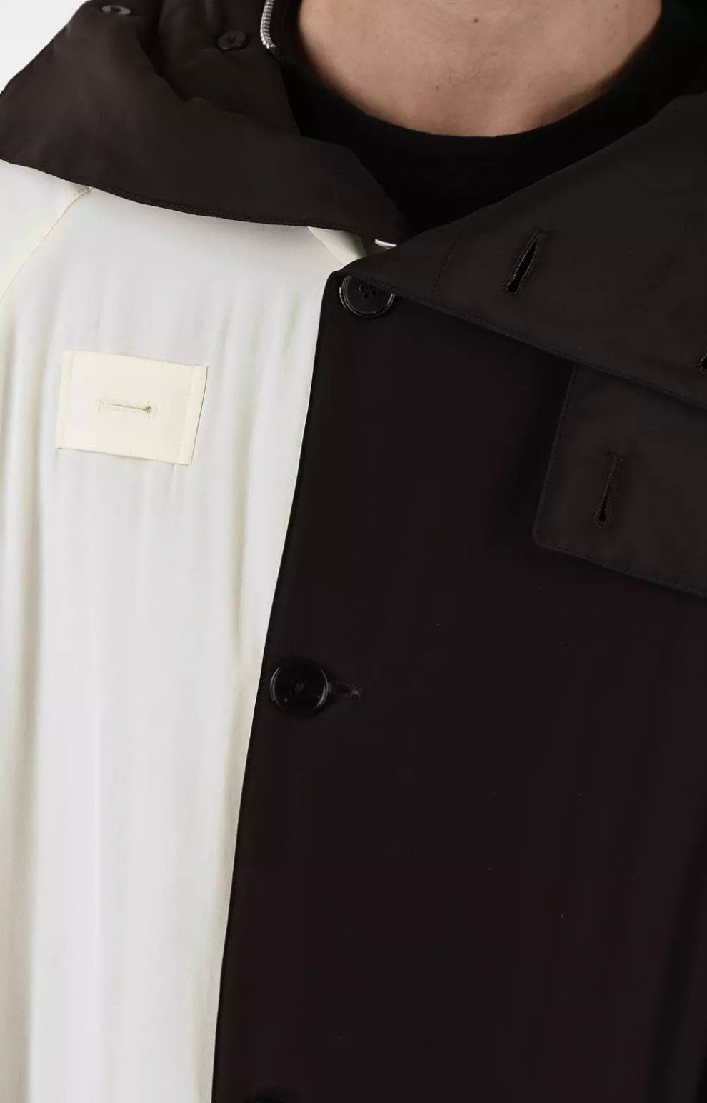 JIL SANDER Langmantel Oversized Trenchcoat Parka in Seide mit Kapuze höchster Handwerkskunst, Wattiert, Dreifarbig, Eingrifftaschen