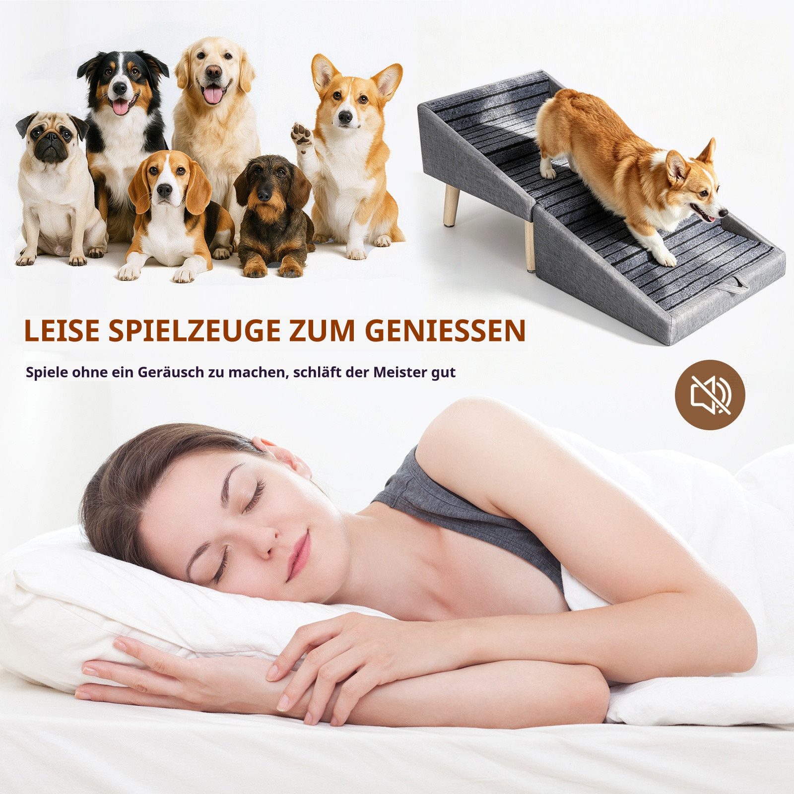 BlingBin Haustiertreppe Hunde Treppe für kleine Hunde und Katzen 2-in-1-Trittleiter (1 Stück, 1-St., 40*41CM), Klappbare Holz Haustier Schritte,rutschfeste Holztreppe
