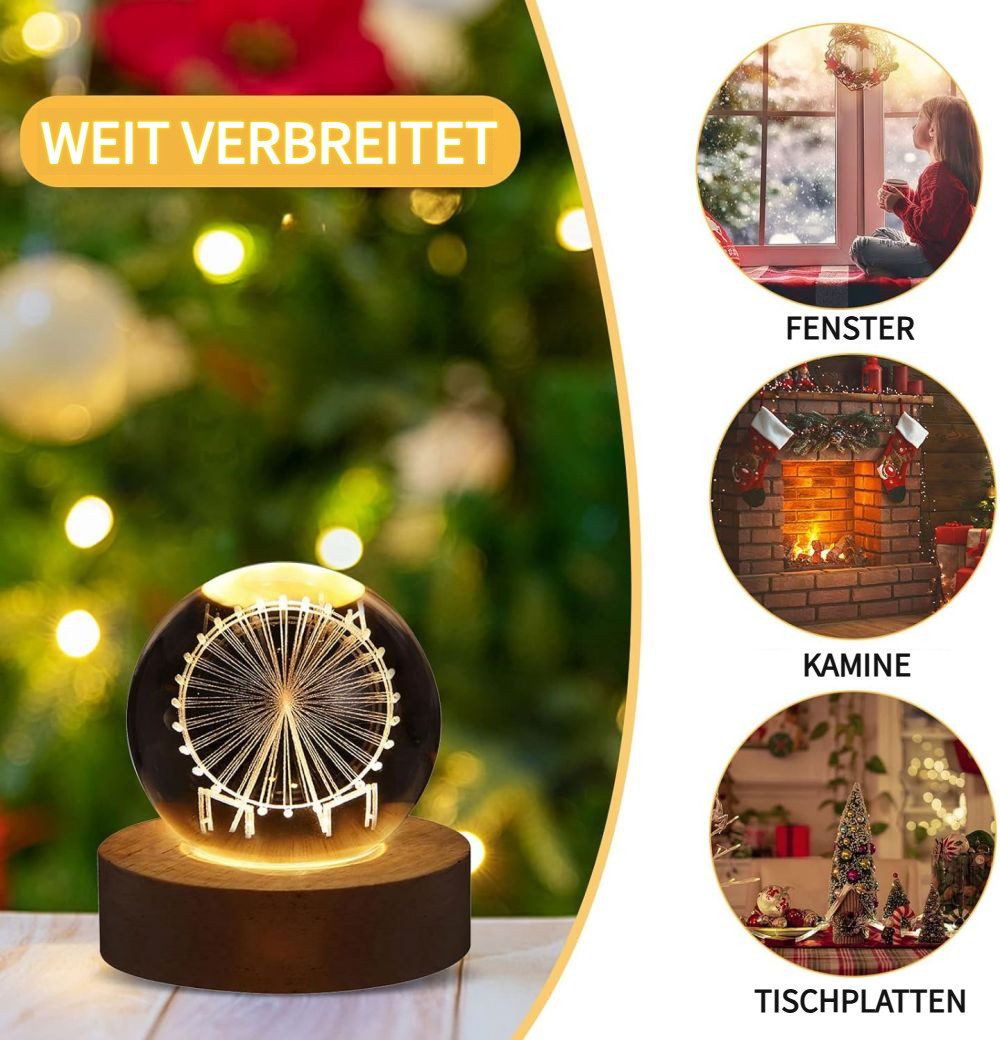 PRIISF LED Dekolicht 3D-Kristallkugel Nachtlicht Leuchtende günstig online kaufen