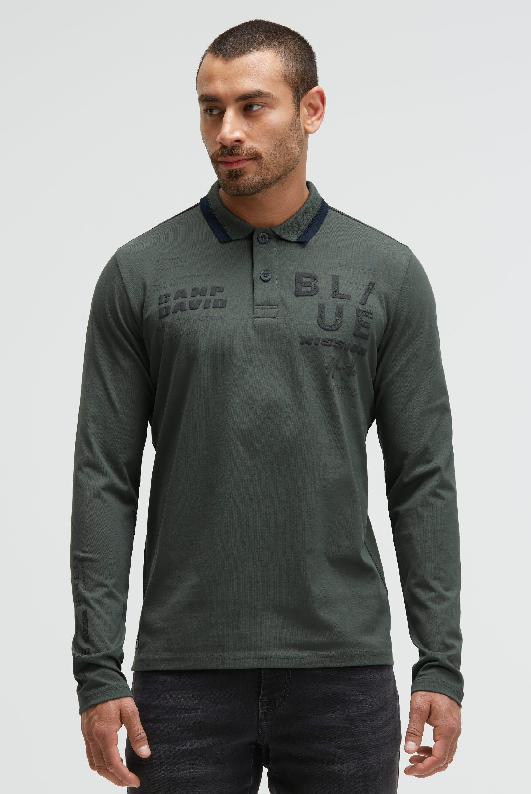 CAMP DAVID Langarm-Poloshirt aus Baumwolle