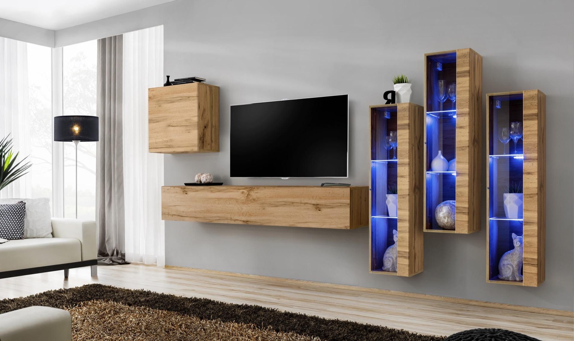 Xlmoebel Wohnwand Hochglanz TV Ständer Garnitur im Luxus Stil für Wohnzimmer, Made in Europa