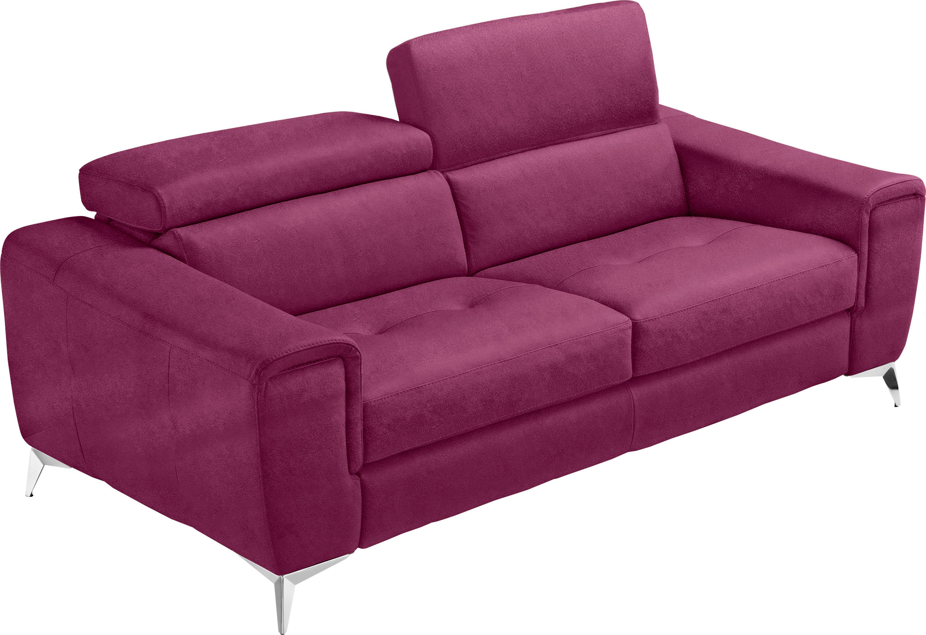 Egoitaliano Schlafsofa Francine Designsofa, Loungesofa mit Dauerschlaffunktion, Breite 233 cm, mit Bettfunktion, Luxus-Microfaser BLUSH, fuchsia, Fußfarbe chrom