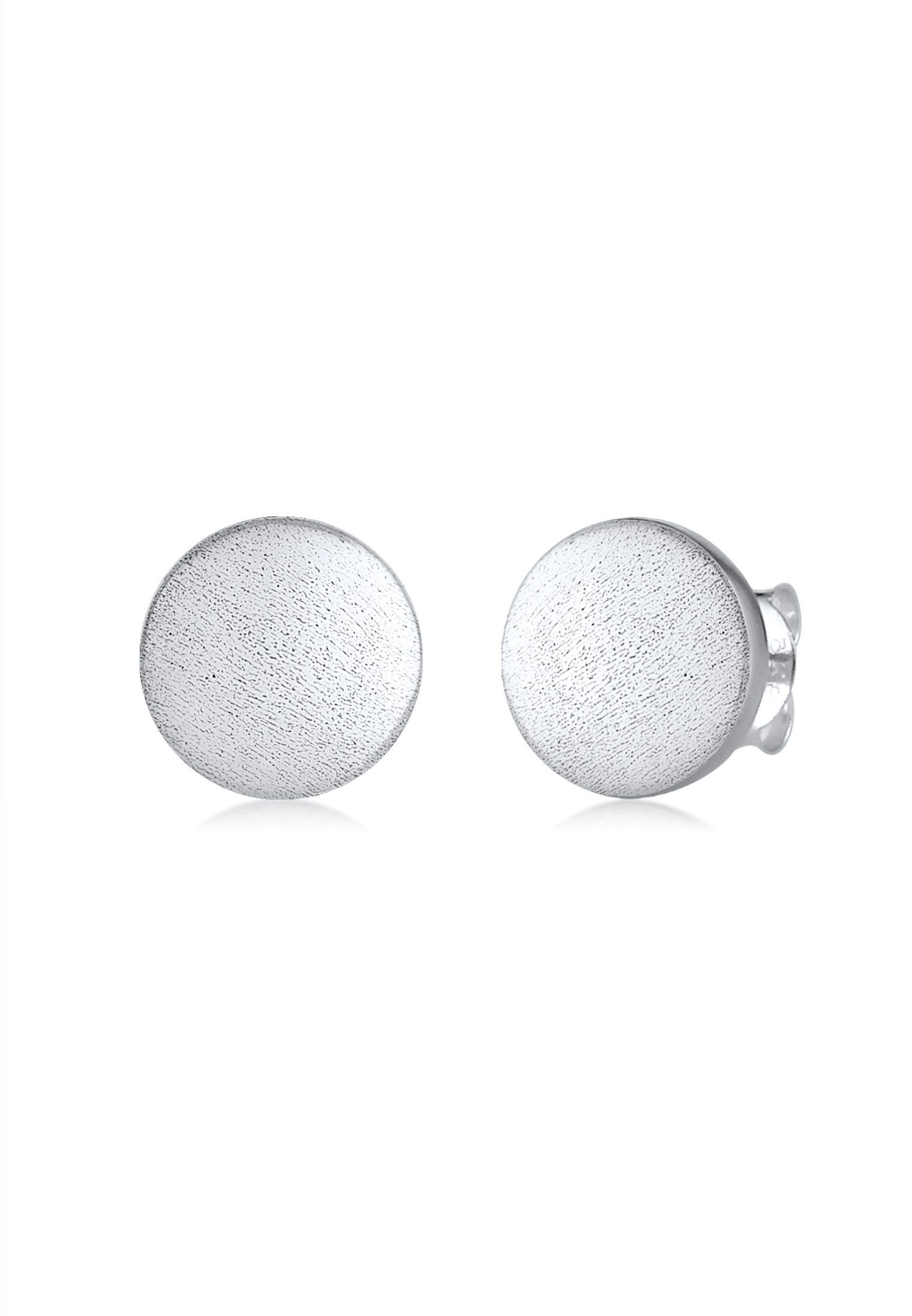 Nenalina Paar Ohrstecker Basic Ohrstecker Silber, aus Geo Gebürstet Silber Ohrringe 925 Rund Modische 925er Sterling Kreis