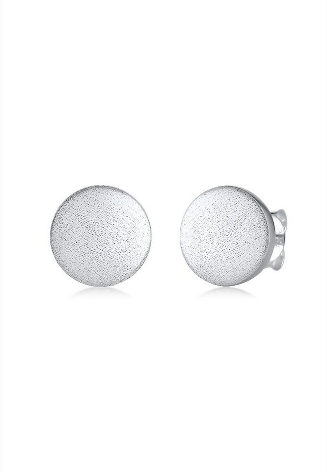 Nenalina Paar Ohrstecker Basic Kreis Rund Gebürstet Ohrstecker 925 Silber,  Modische Geo Ohrringe aus 925er Sterling Silber