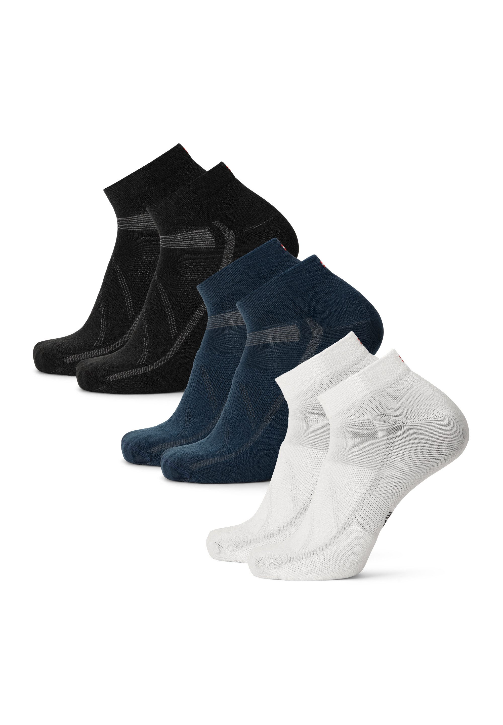DANISH ENDURANCE Basicsocken Aero Cycling Low-Cut (3-Paar) Radsportsocken für Herren & Damen, atmungsaktiv & gepolstert