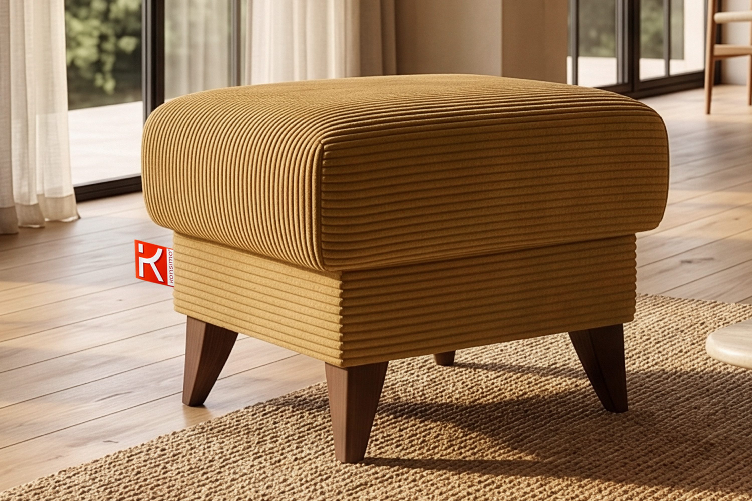 KONSIMO® Fußhocker Sitzhocker mit Stauraum GUSTAVO, hergestellt in der EU, handgefertigt, eleganten Nähten, Polsterhocker, Elegant