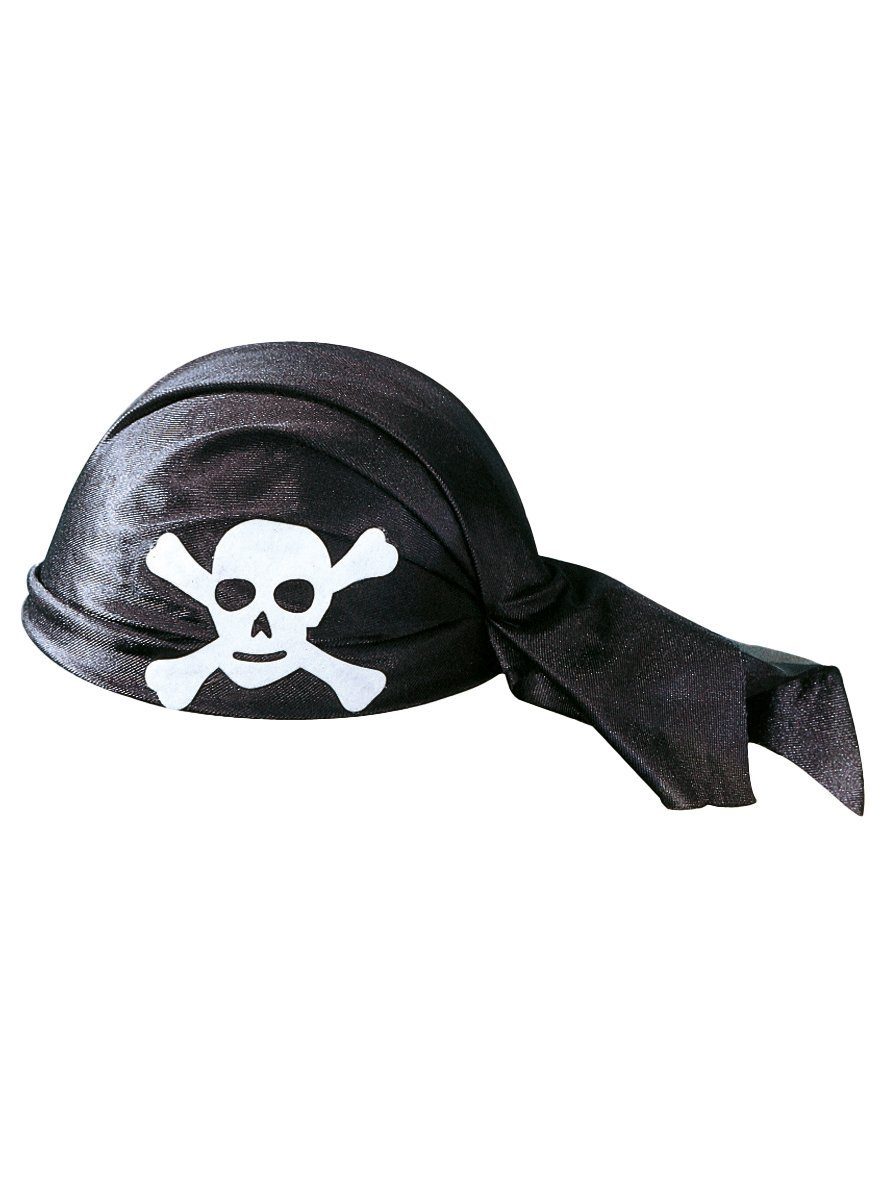 Metamorph Kostüm Piraten Kopftuch gebunden, Schwarzes Piratentuch zum  direkt Aufsetzen