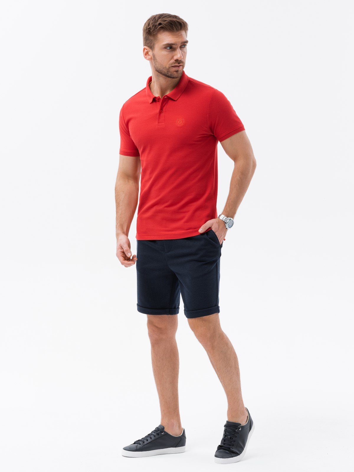 OMBRE Poloshirt Ombre Herren-Pique-Strick-Poloshirt - dunkelrot günstig online kaufen