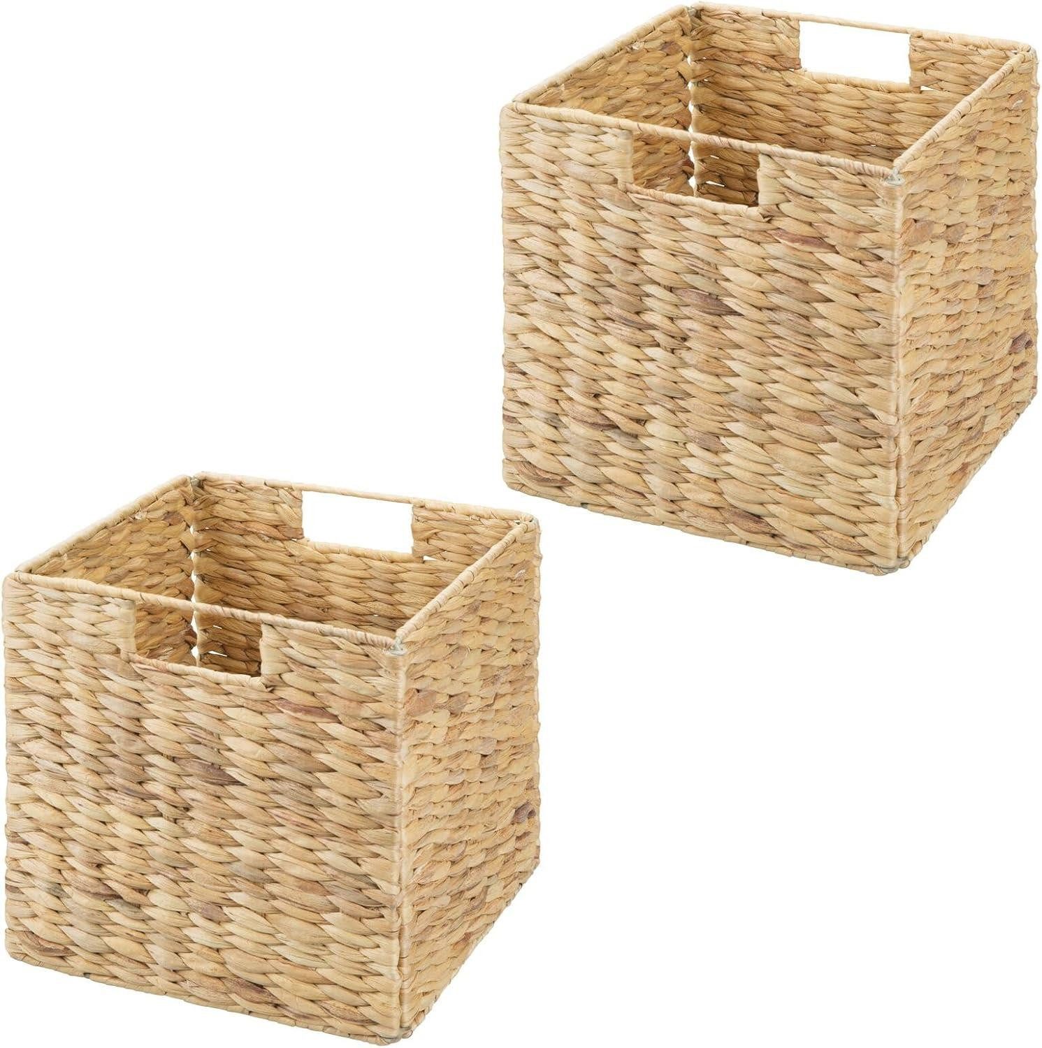 mDesign Aufbewahrungssystem mDesign Aufbewahrungsbox Regalkorb Organizer 2er Set faltbar Naturfa