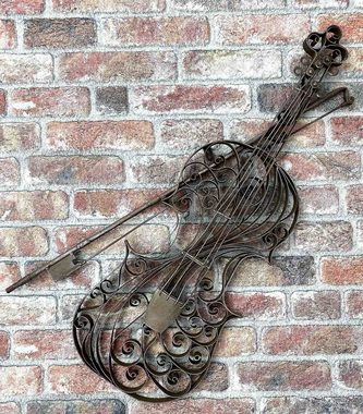 Aubaho Gartenfigur Geige Violine Dekoration Instrument Wanddekoration Metall Modell Garte