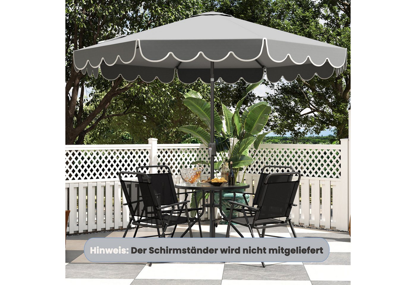 Thumbnail - COSTWAY Sonnenschirm, LxB: 3x3 cm, Terrassenschirm mit Kurbel, neigbar