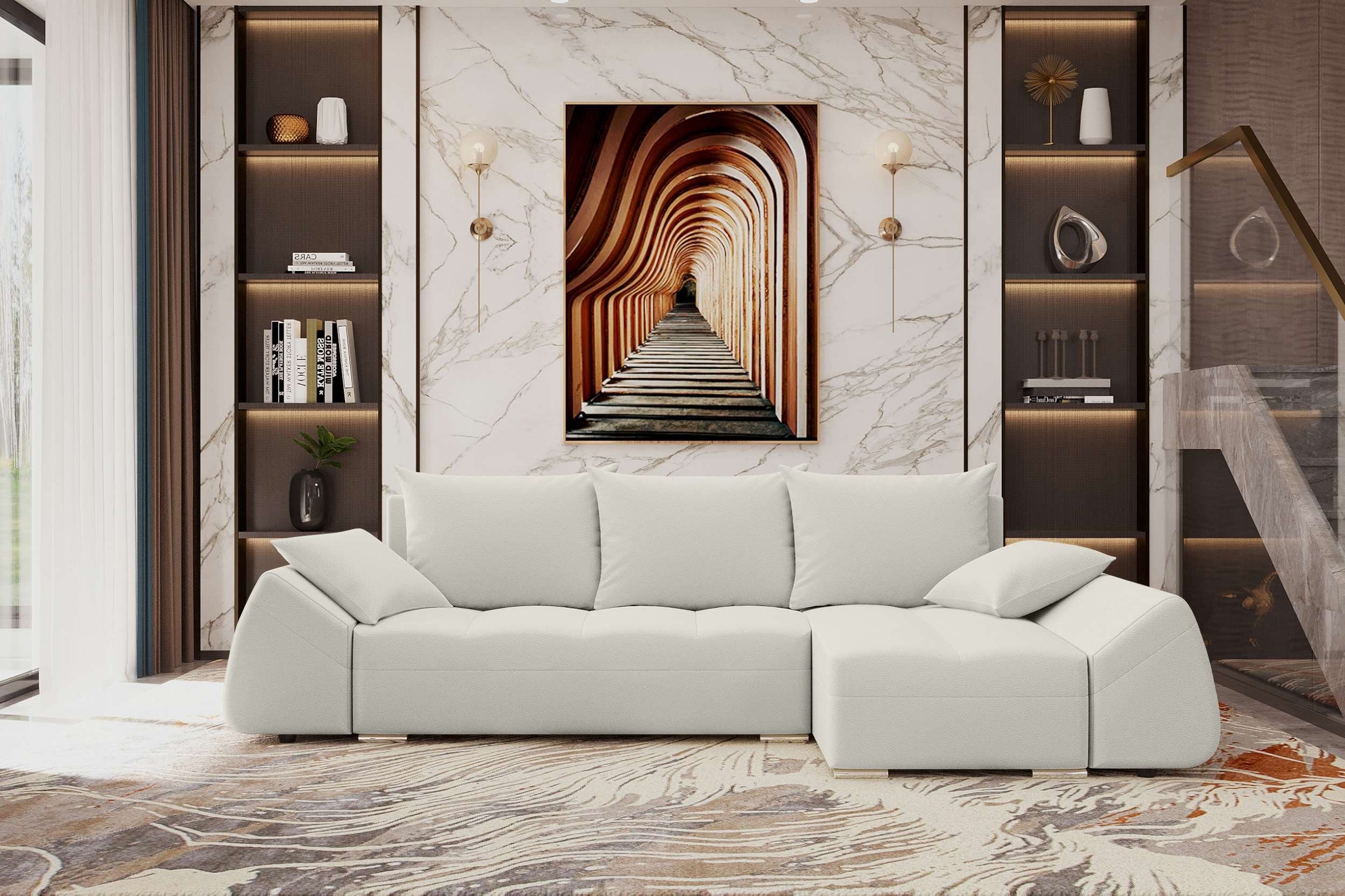 Cascade, mit L-Form, Stylefy Sofa, Bettfunktion, Eckcouch, mit Sitzkomfort, Bettkasten, Ecksofa Design Modern
