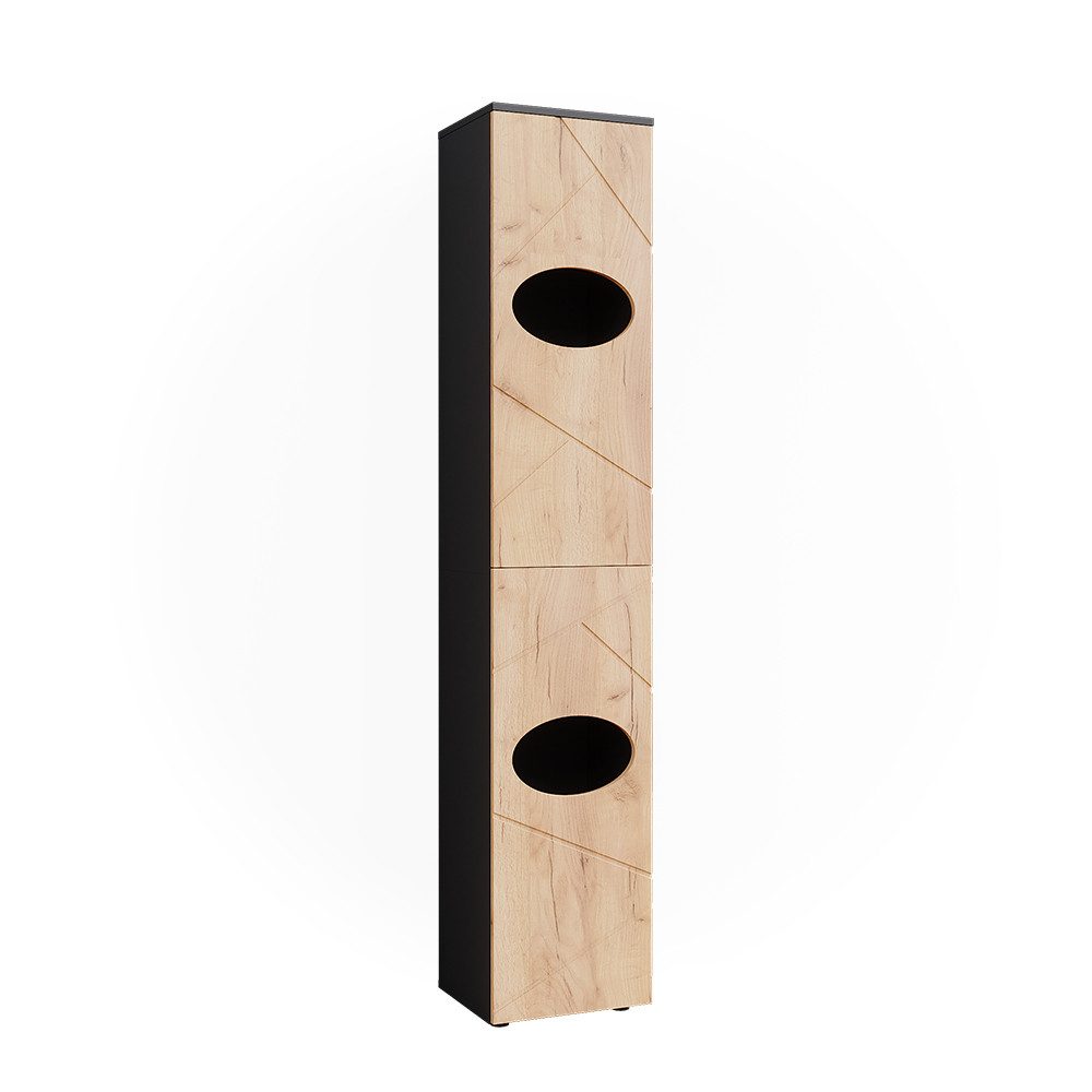 Vicco Wäscheschrank Irma Anthrazit/Goldkraft Eiche 37 x 192 cm günstig online kaufen